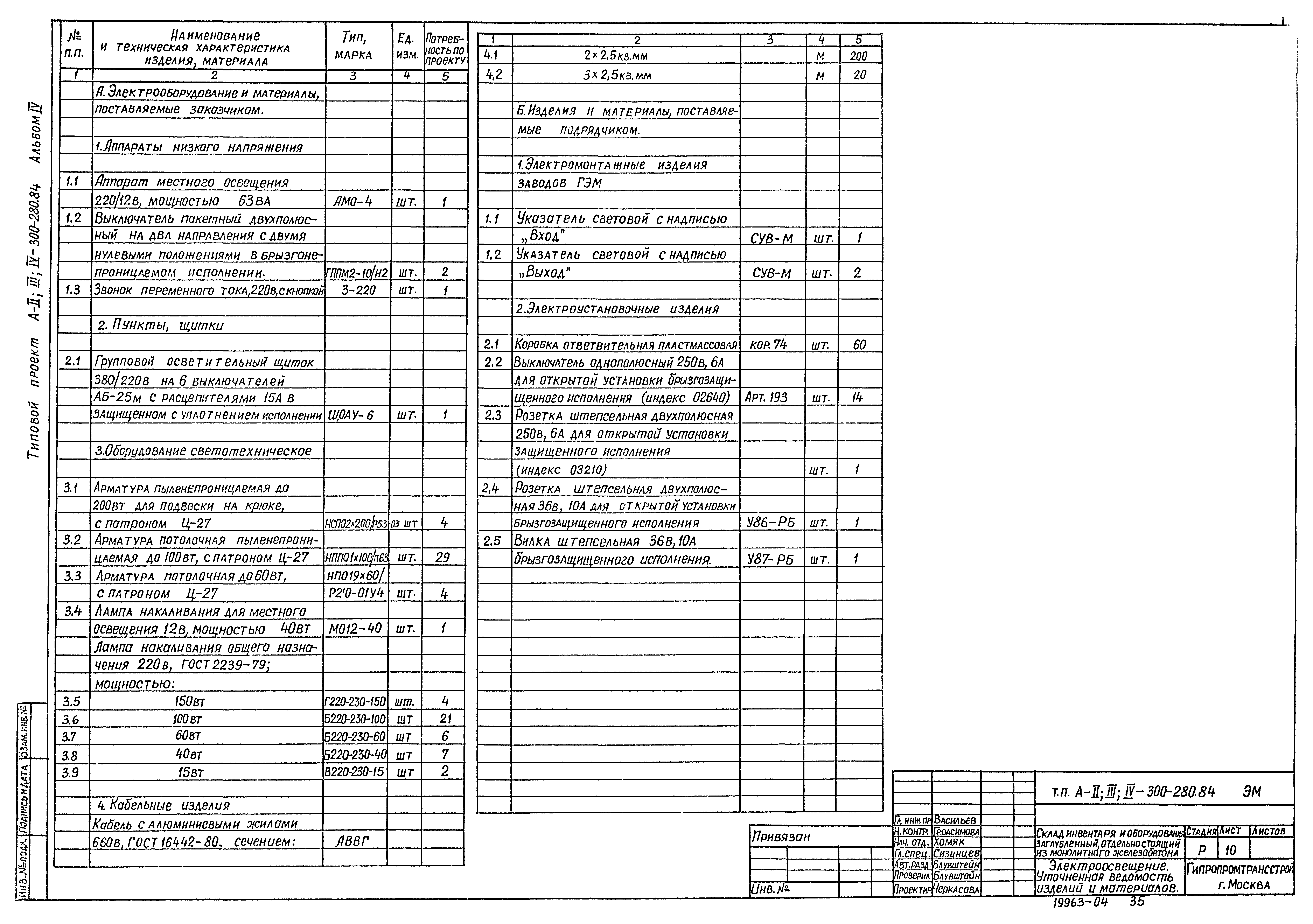 Типовой проект А-II,III,IV-300-280.84