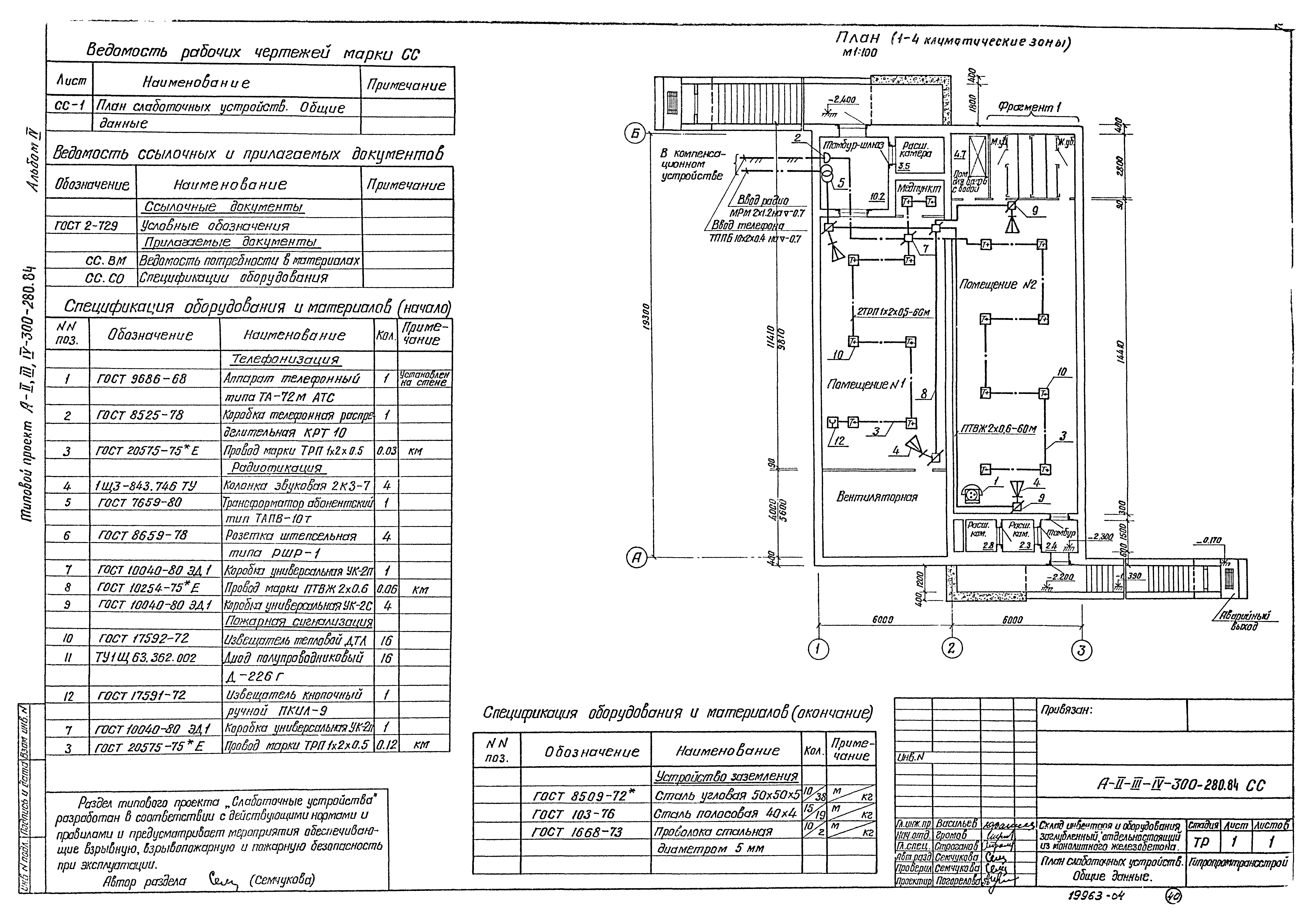 Типовой проект А-II,III,IV-300-280.84