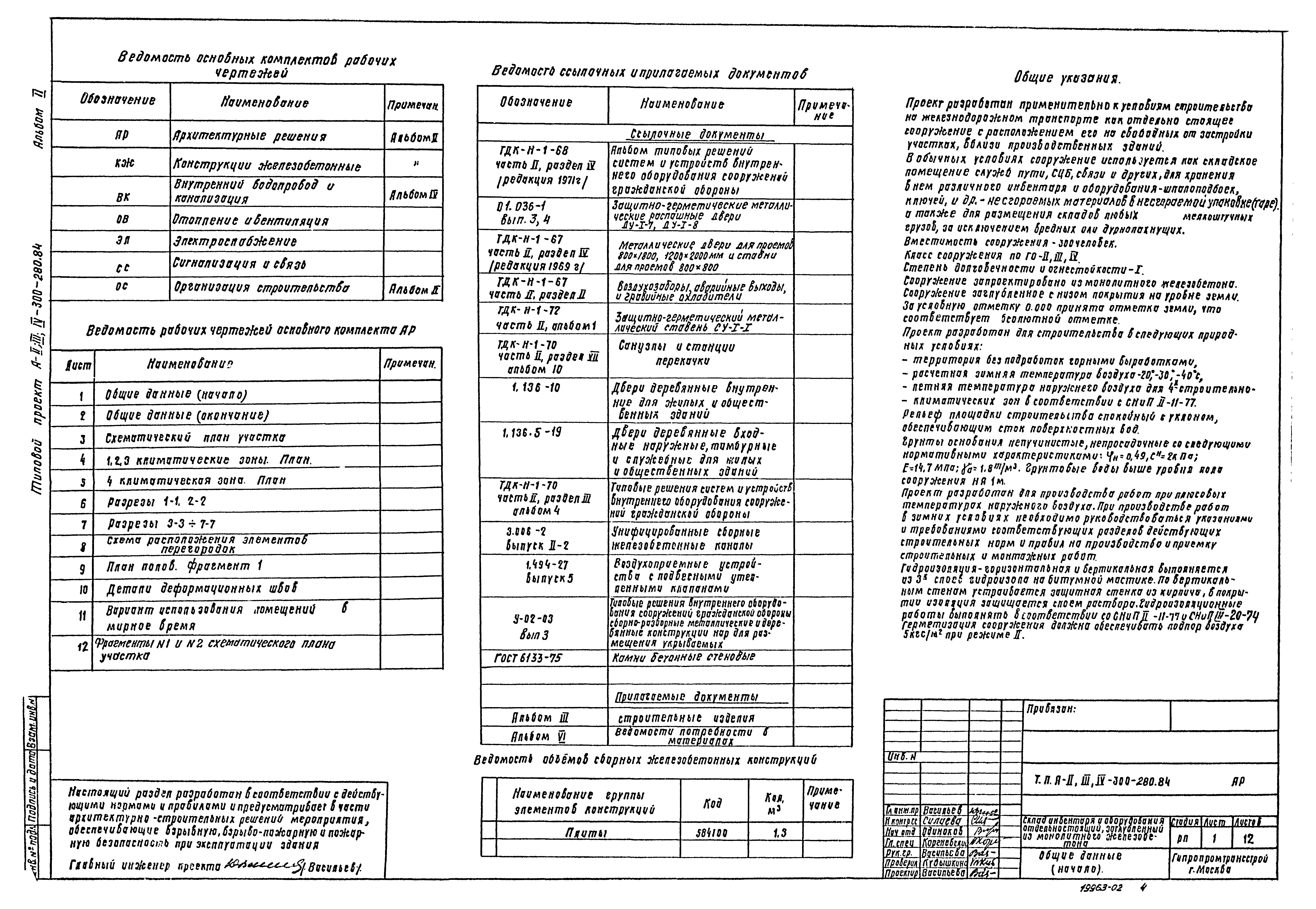 Типовой проект А-II,III,IV-300-280.84