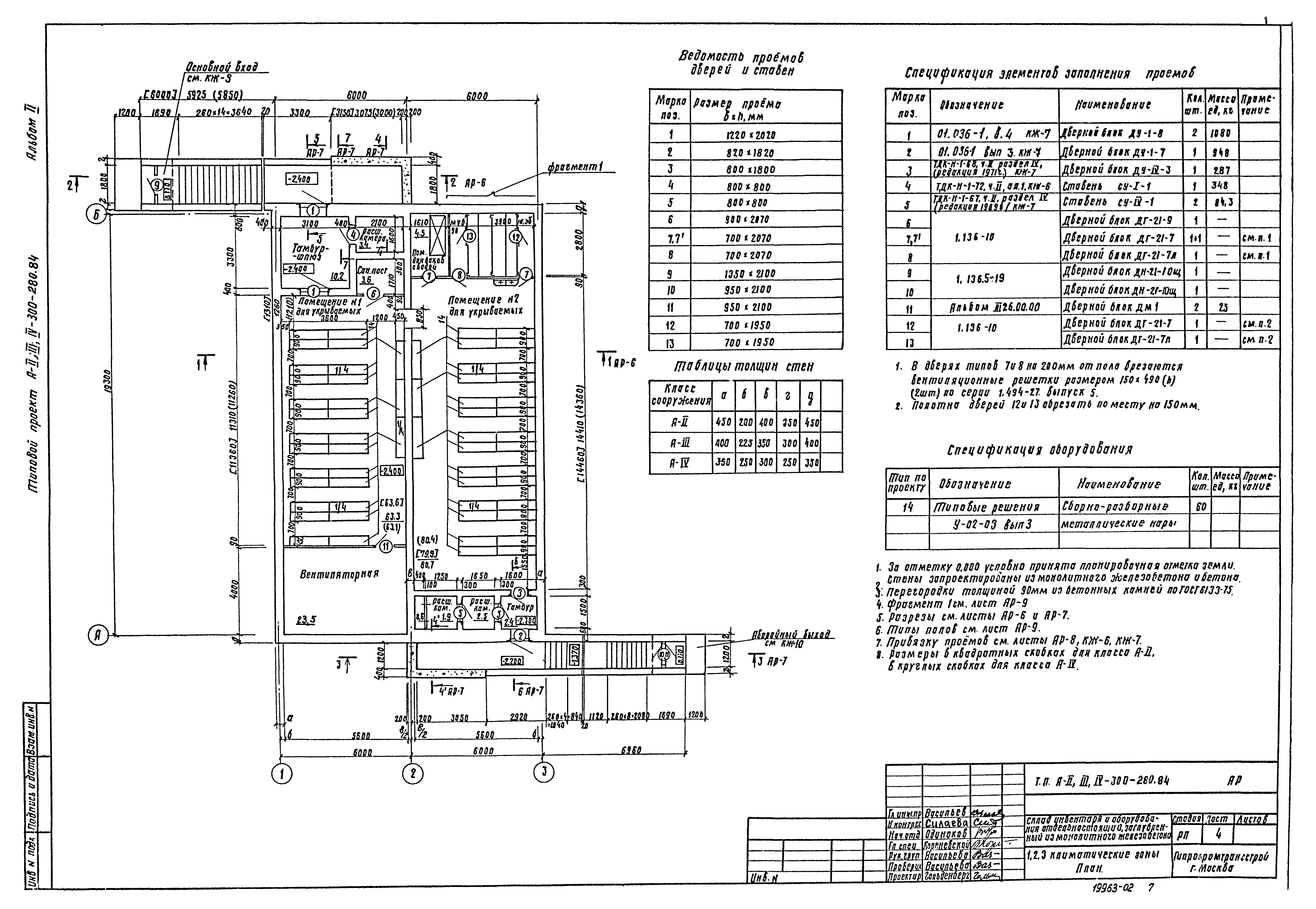 Типовой проект А-II,III,IV-300-280.84