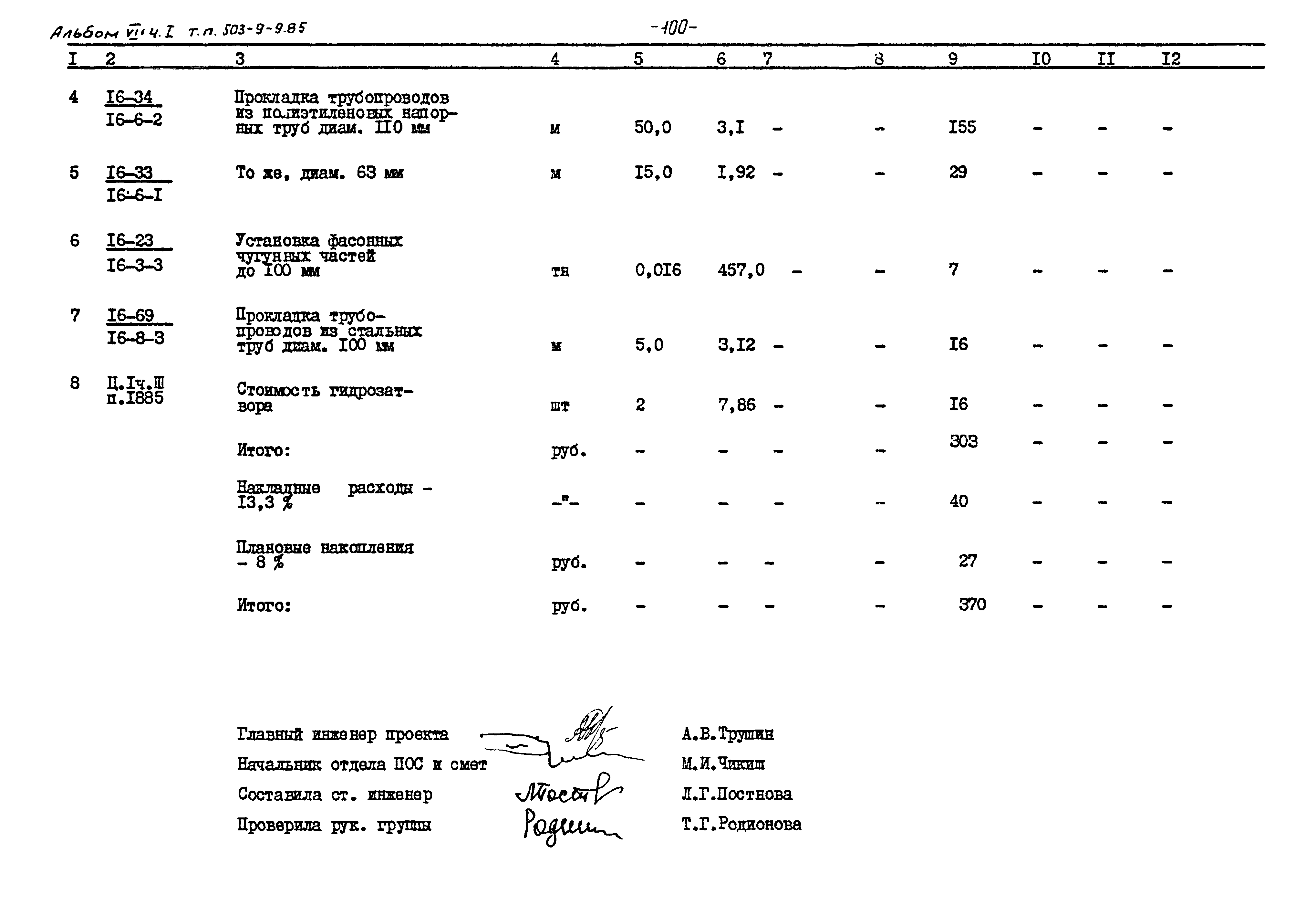 Типовой проект 503-9-9.85