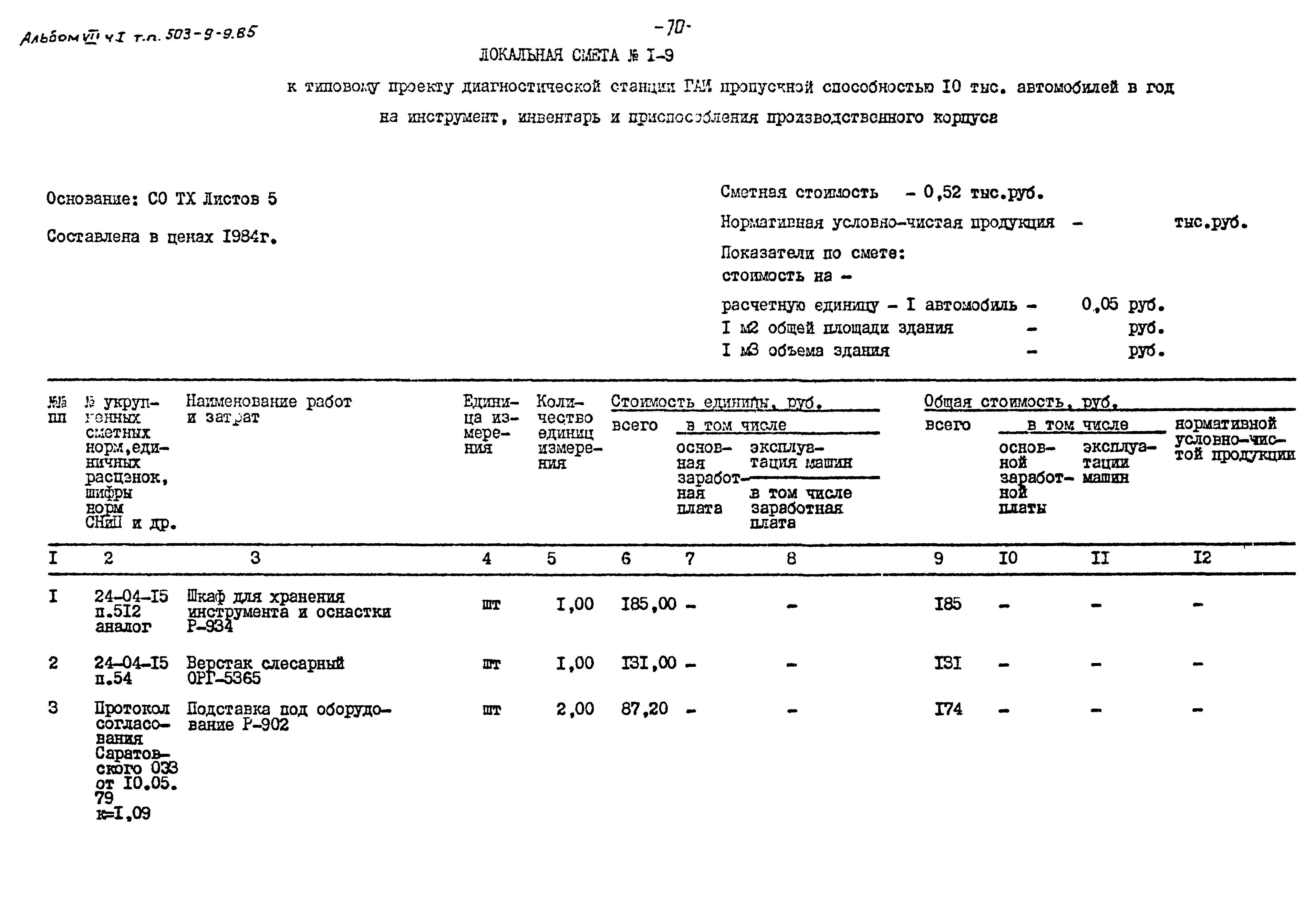 Типовой проект 503-9-9.85