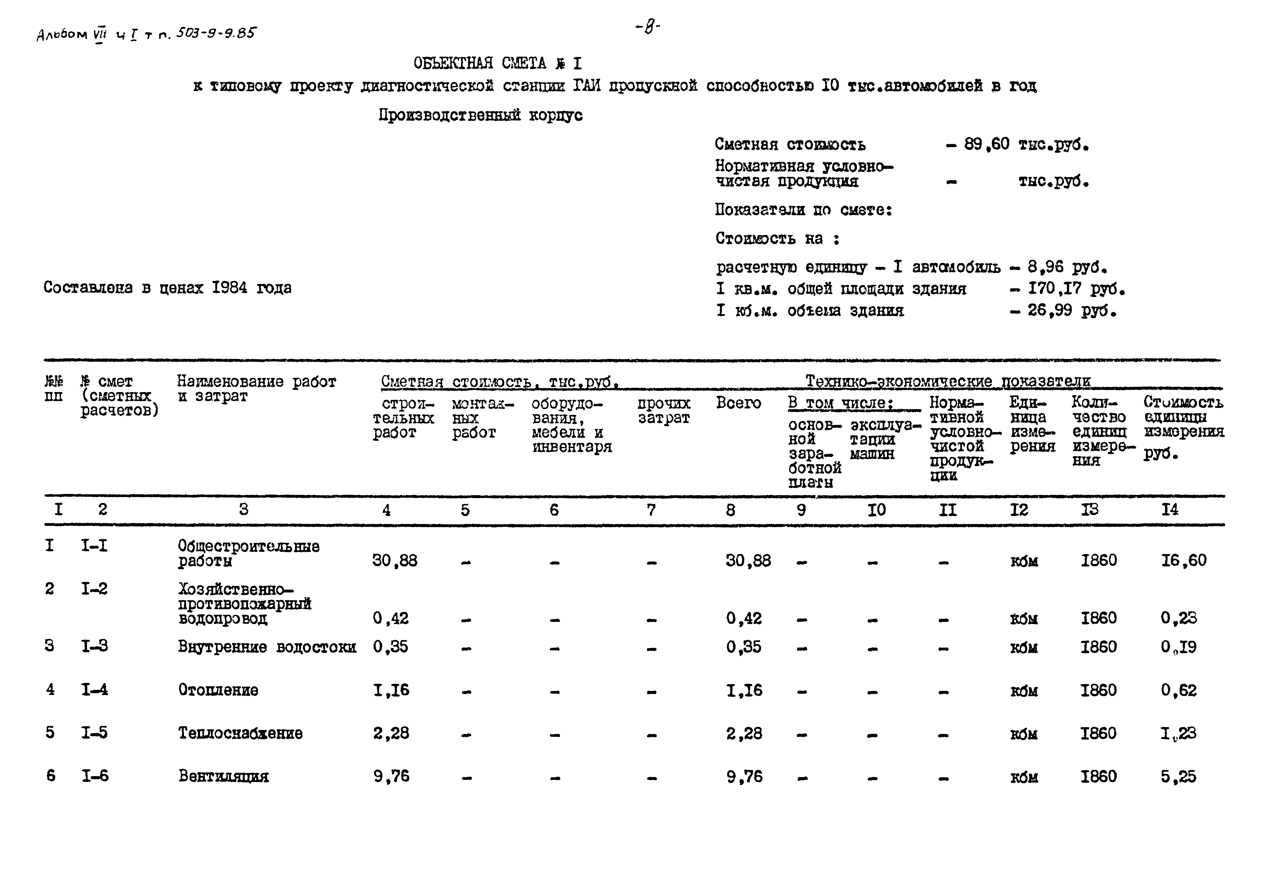 Типовой проект 503-9-9.85