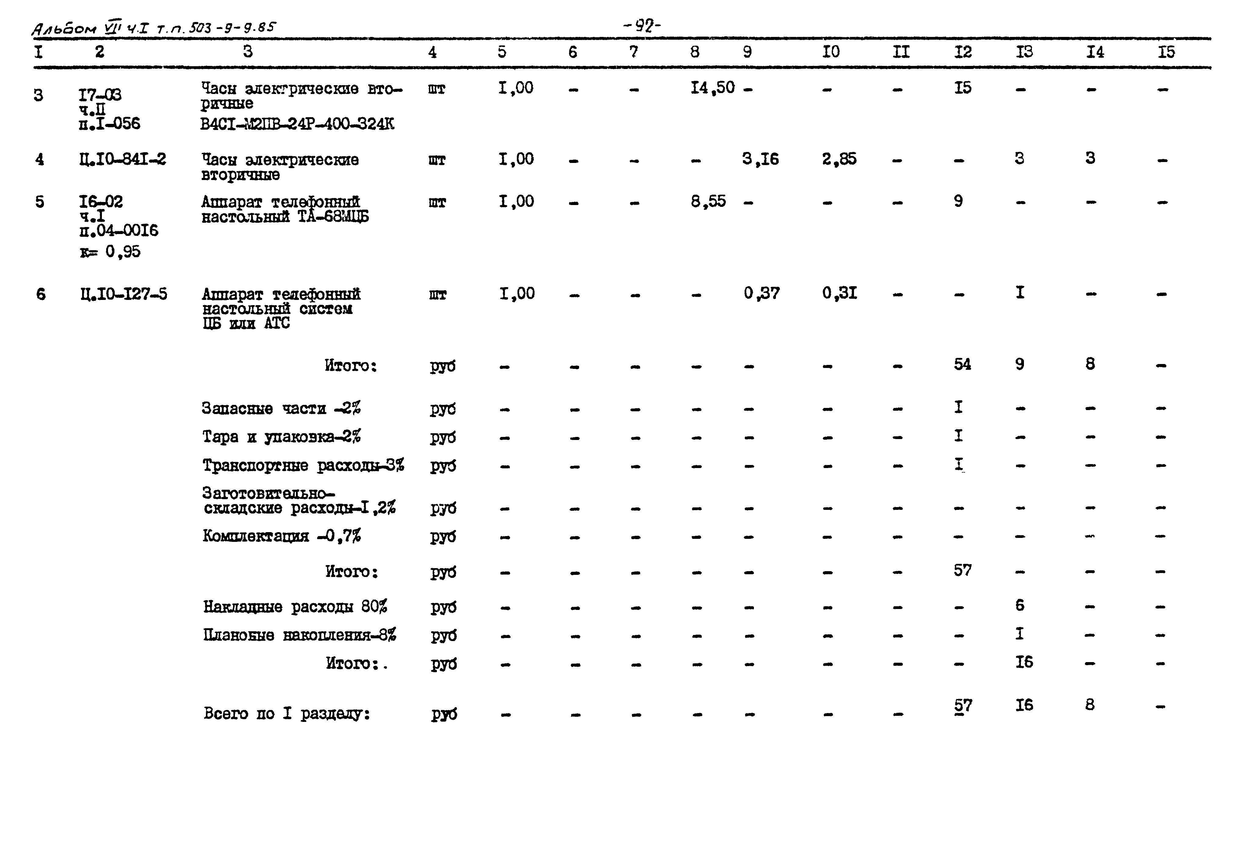 Типовой проект 503-9-9.85