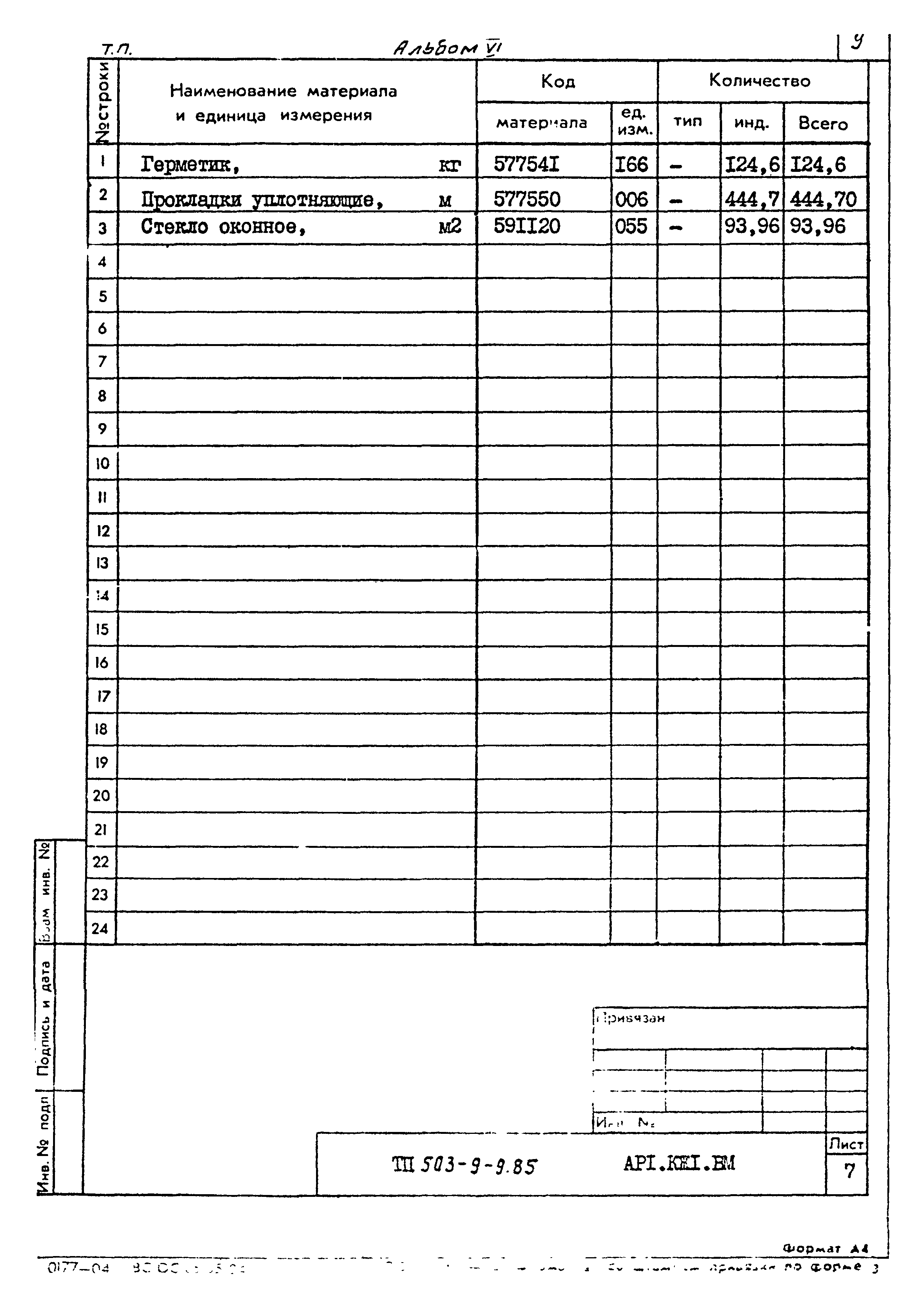 Типовой проект 503-9-9.85