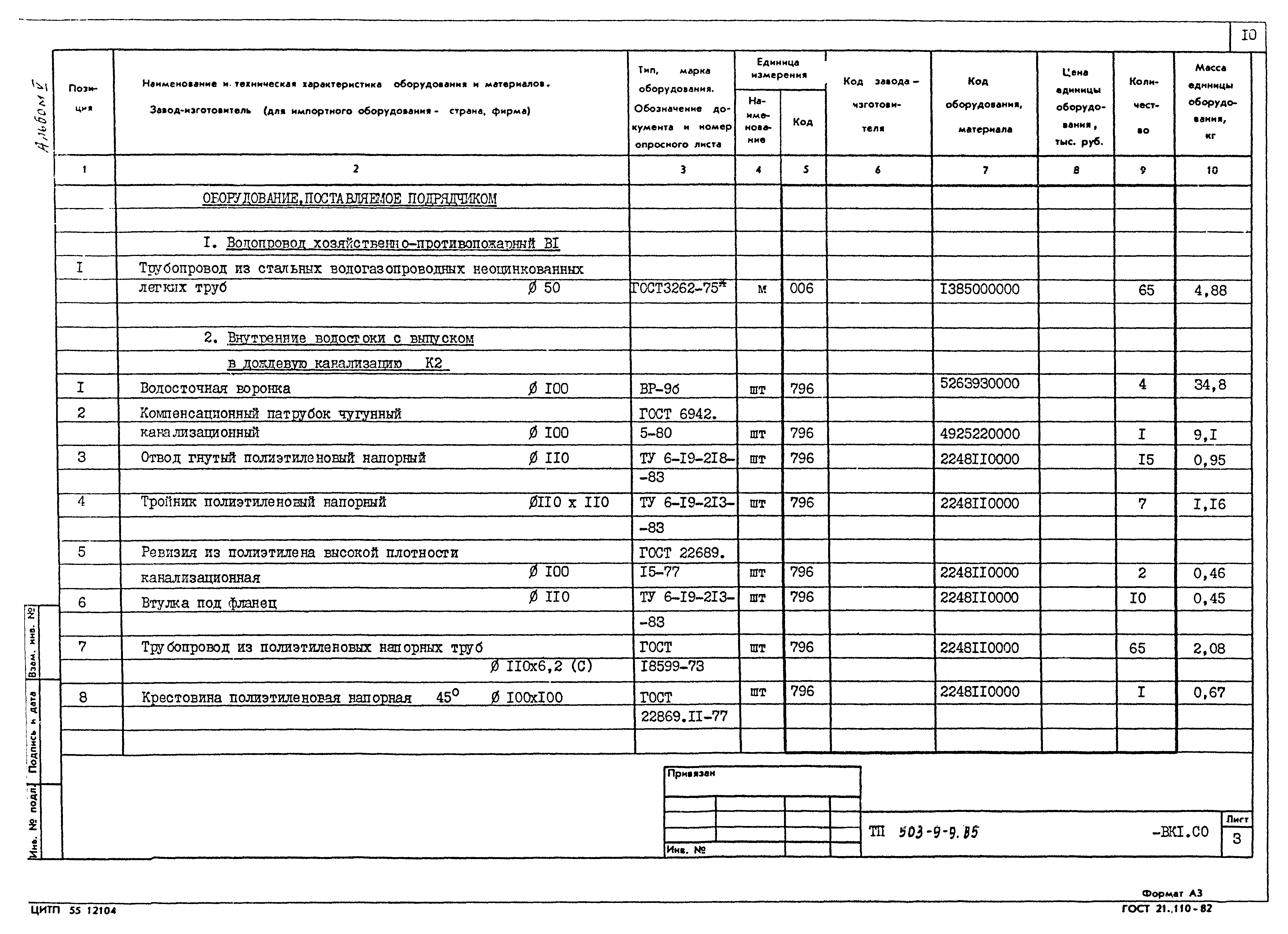 Типовой проект 503-9-9.85