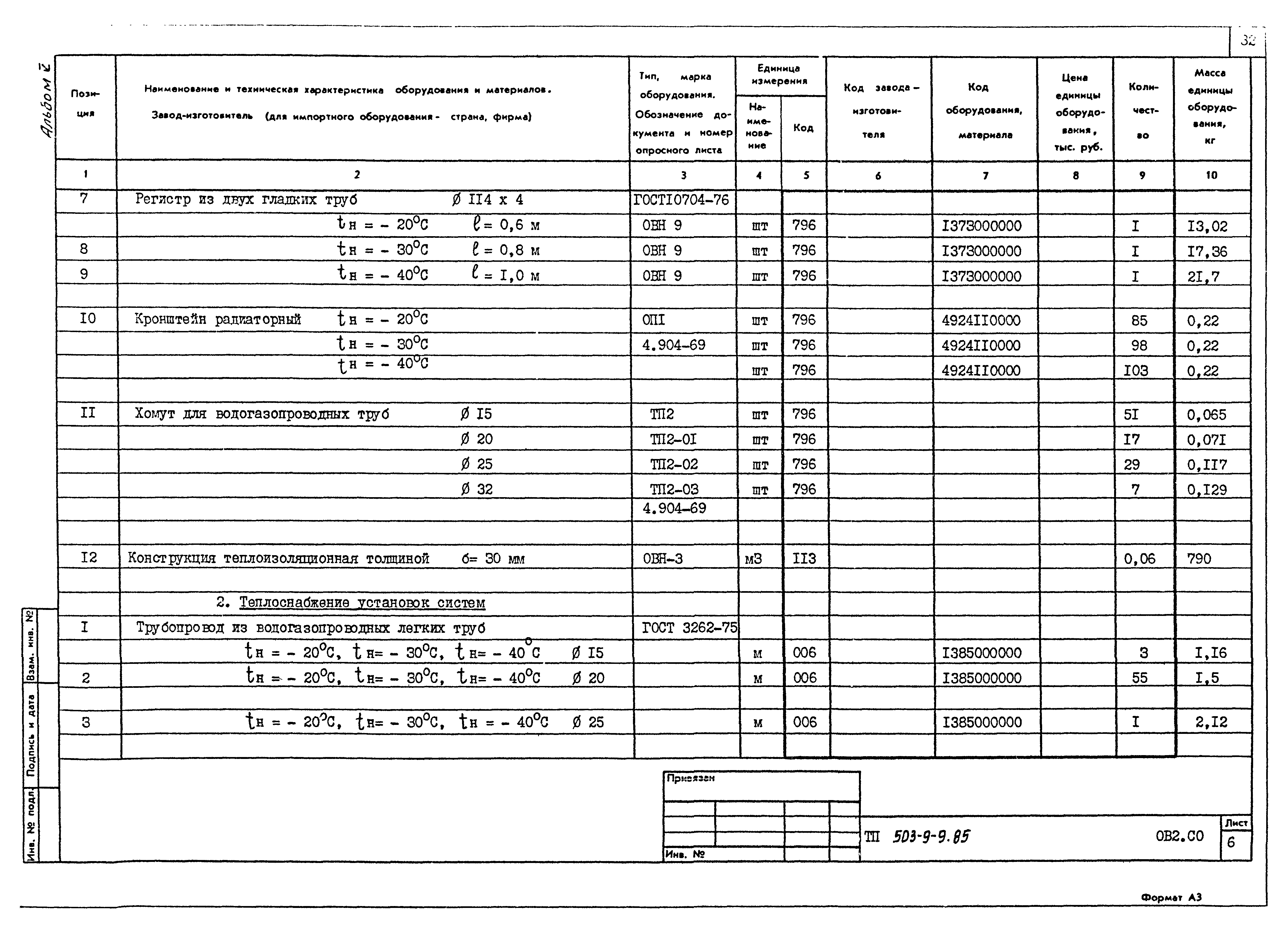 Типовой проект 503-9-9.85