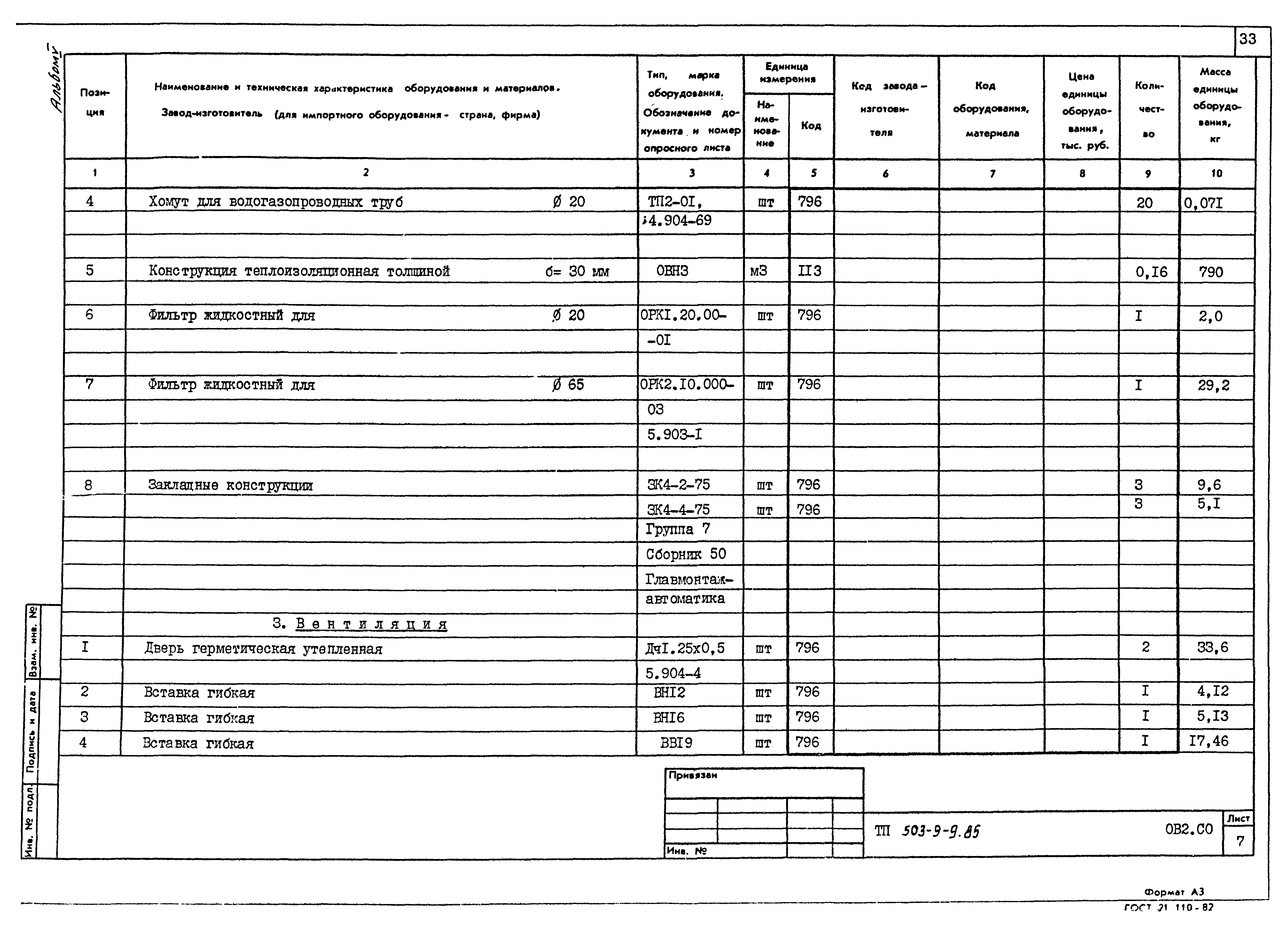 Типовой проект 503-9-9.85