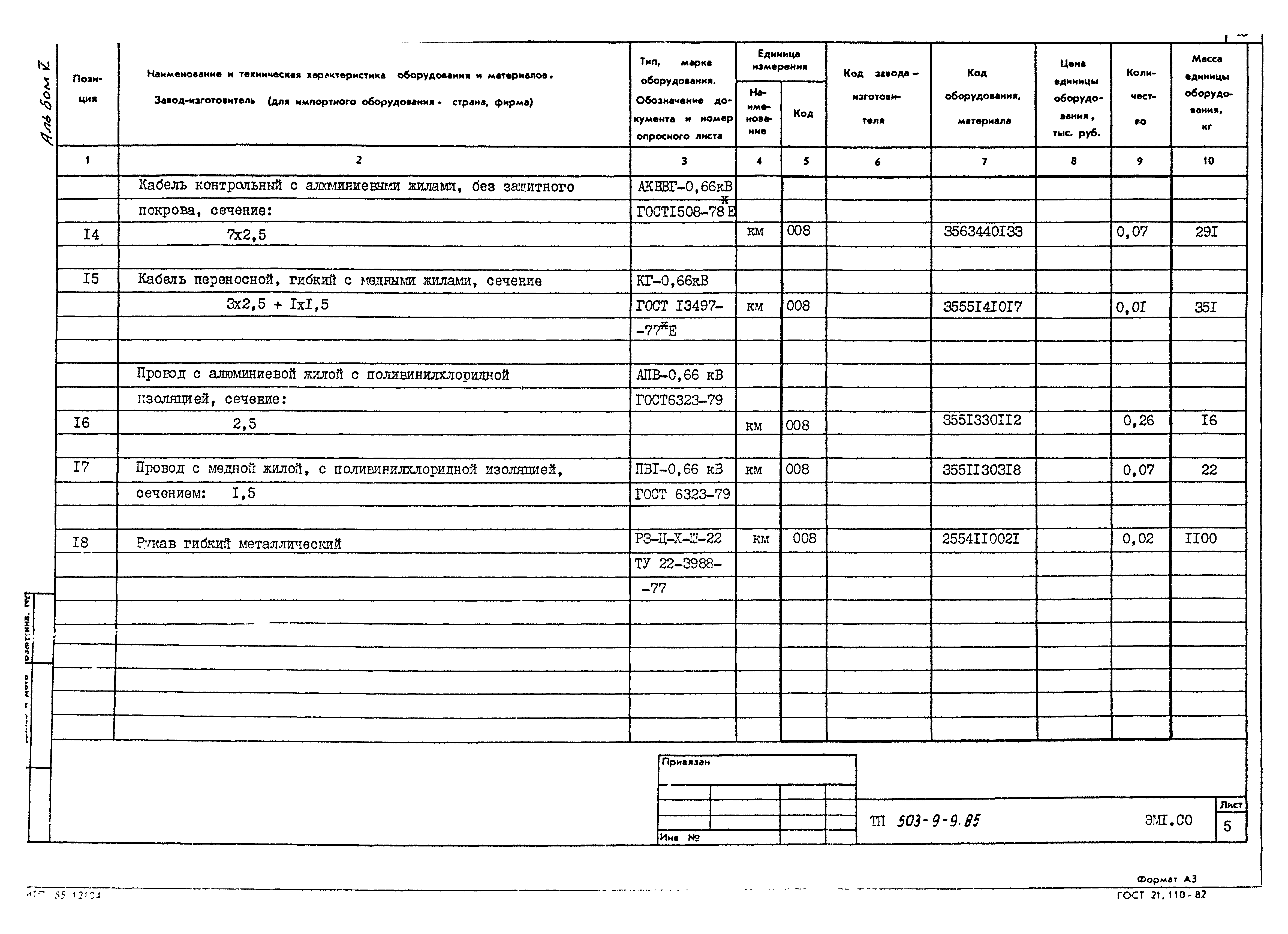 Типовой проект 503-9-9.85