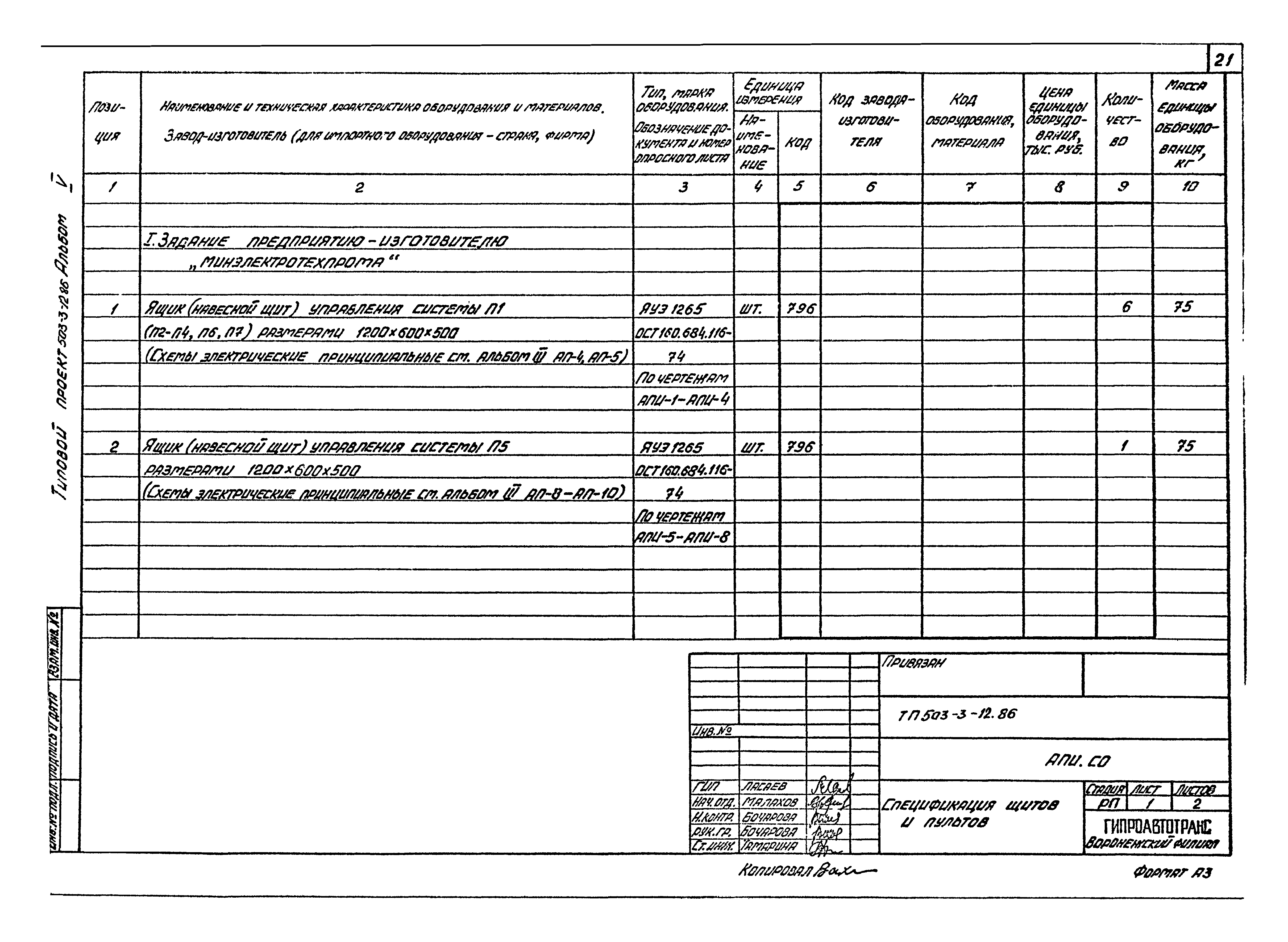 Типовой проект 503-3-12.86