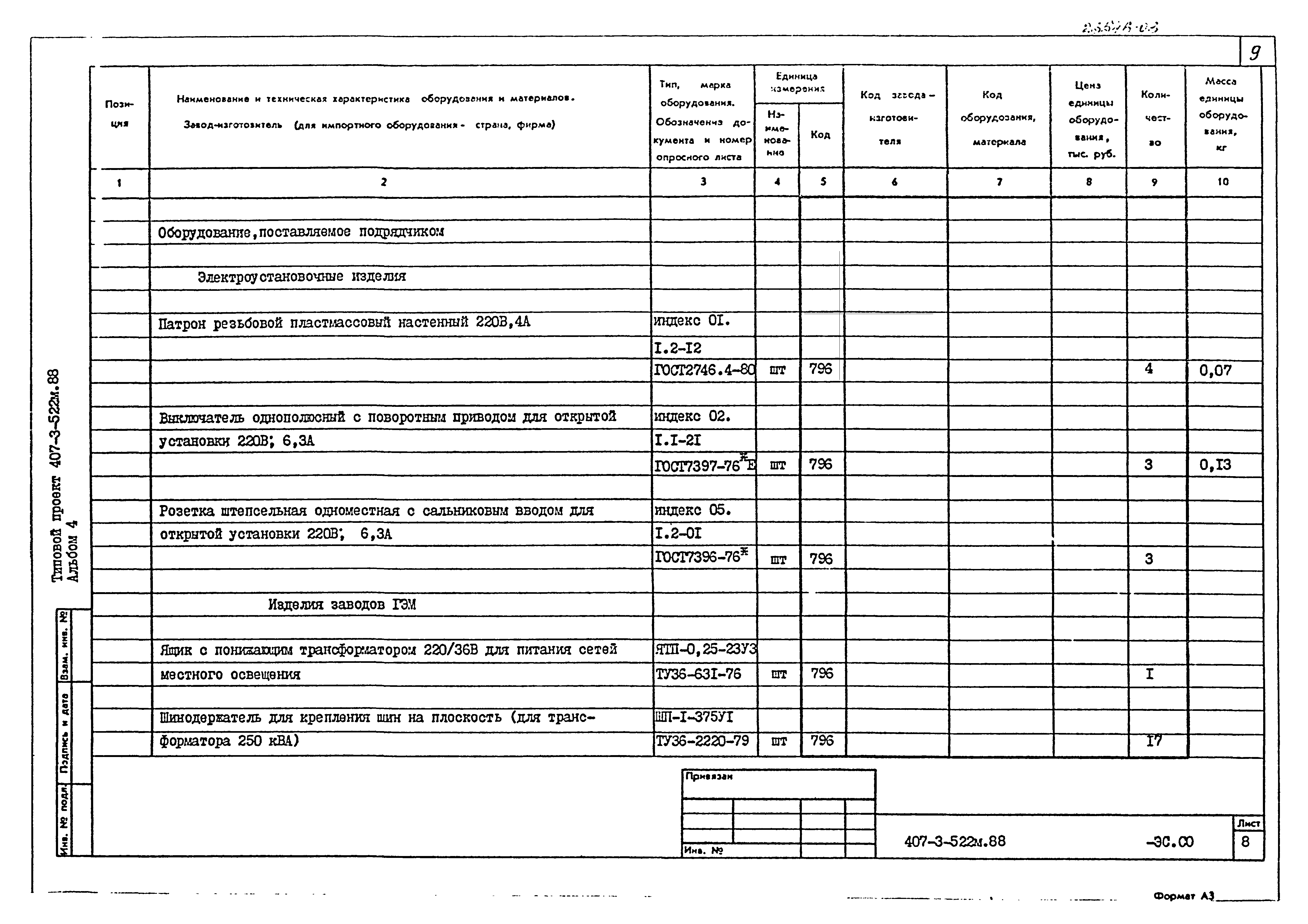 Типовой проект 407-3-522м.88