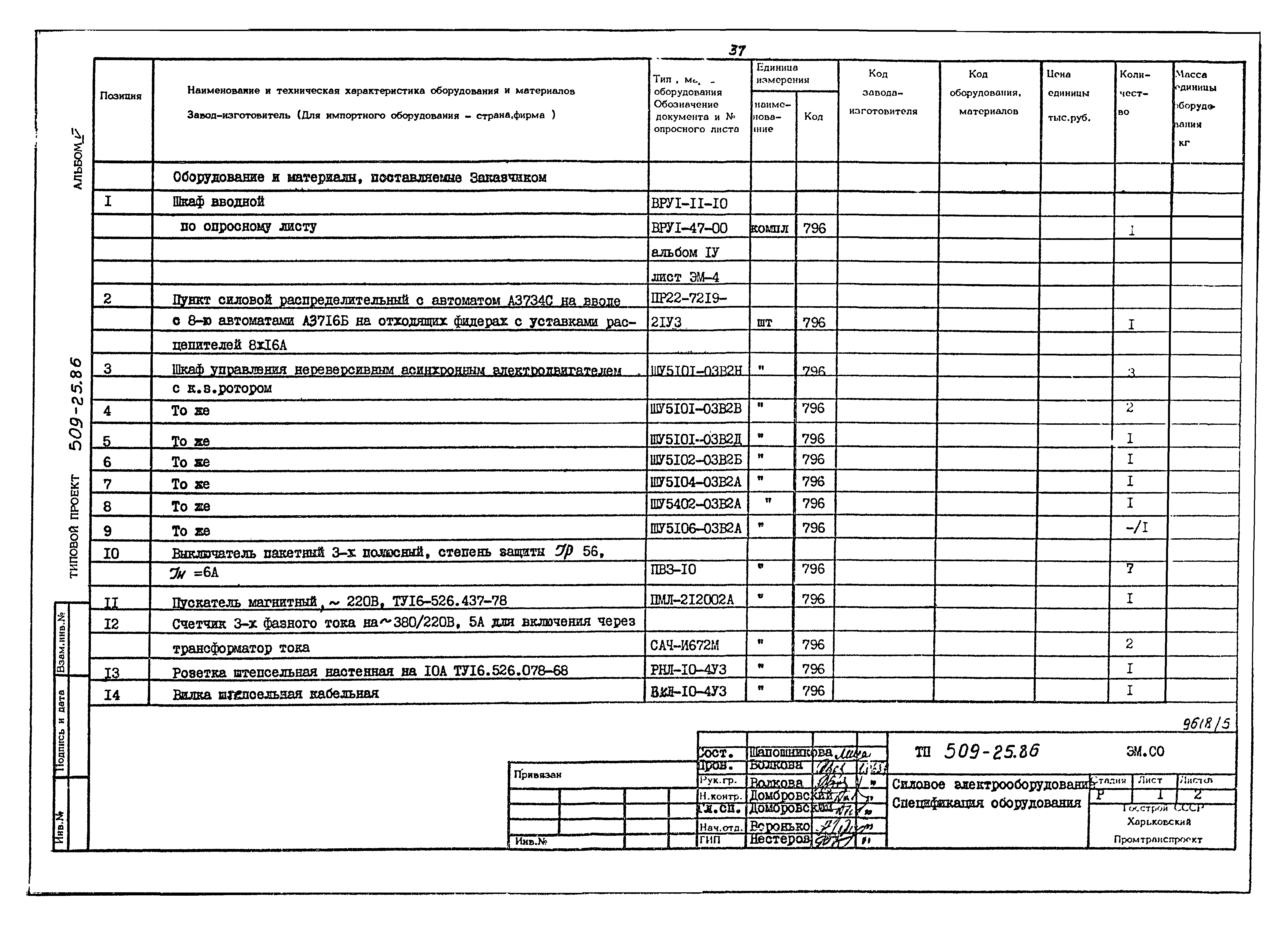 Типовой проект 509-25.86