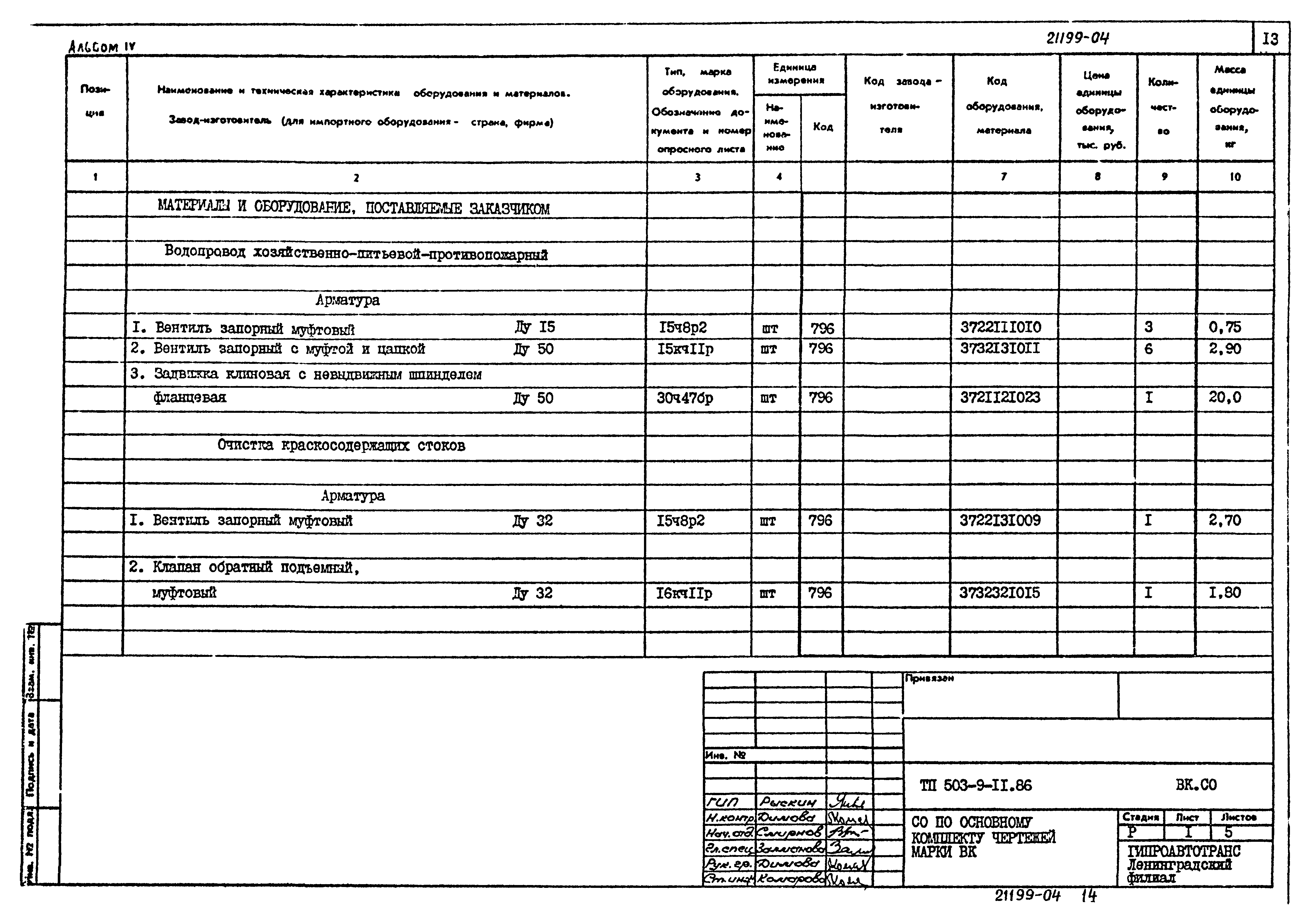 Типовой проект 503-9-11.86