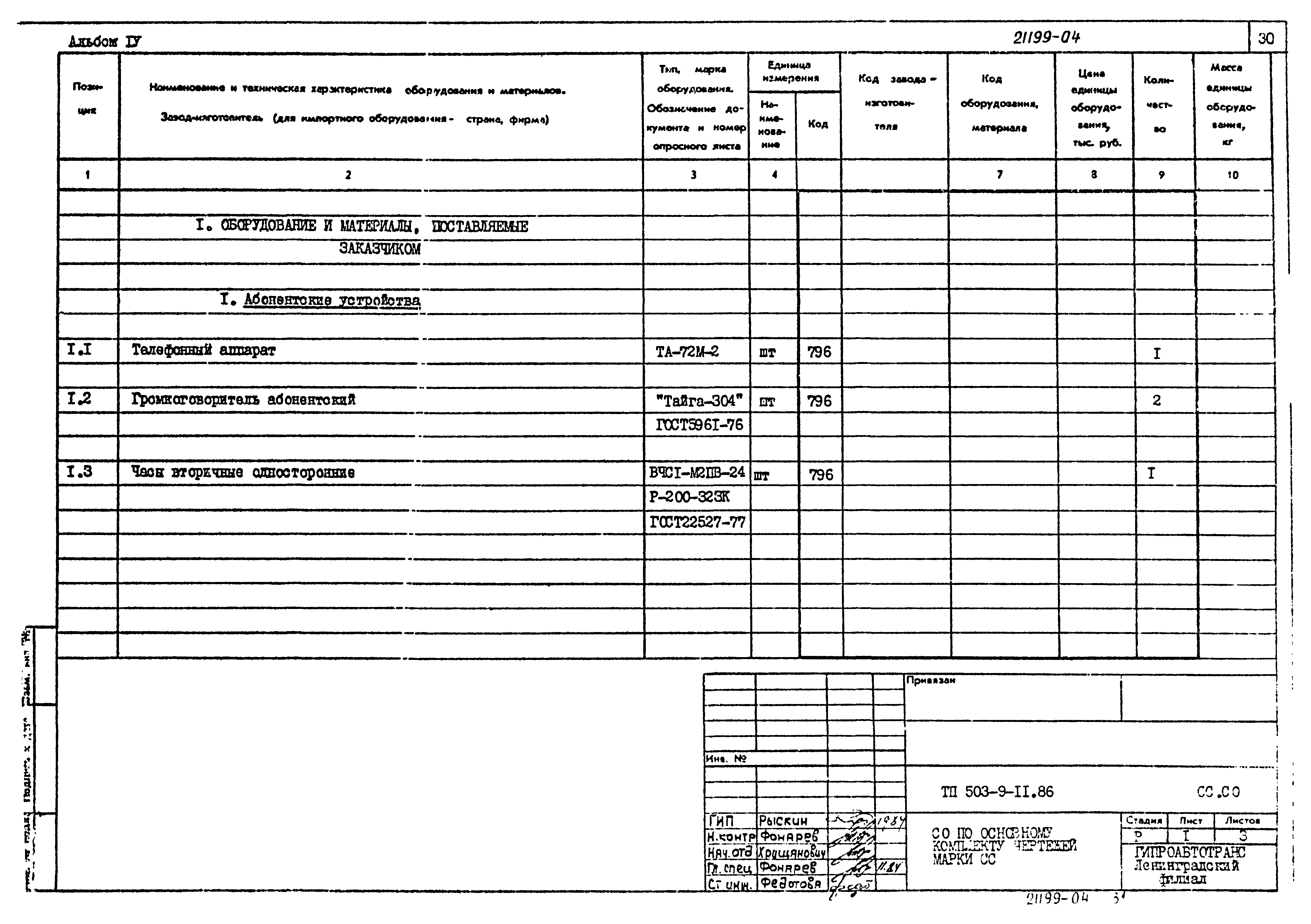 Типовой проект 503-9-11.86