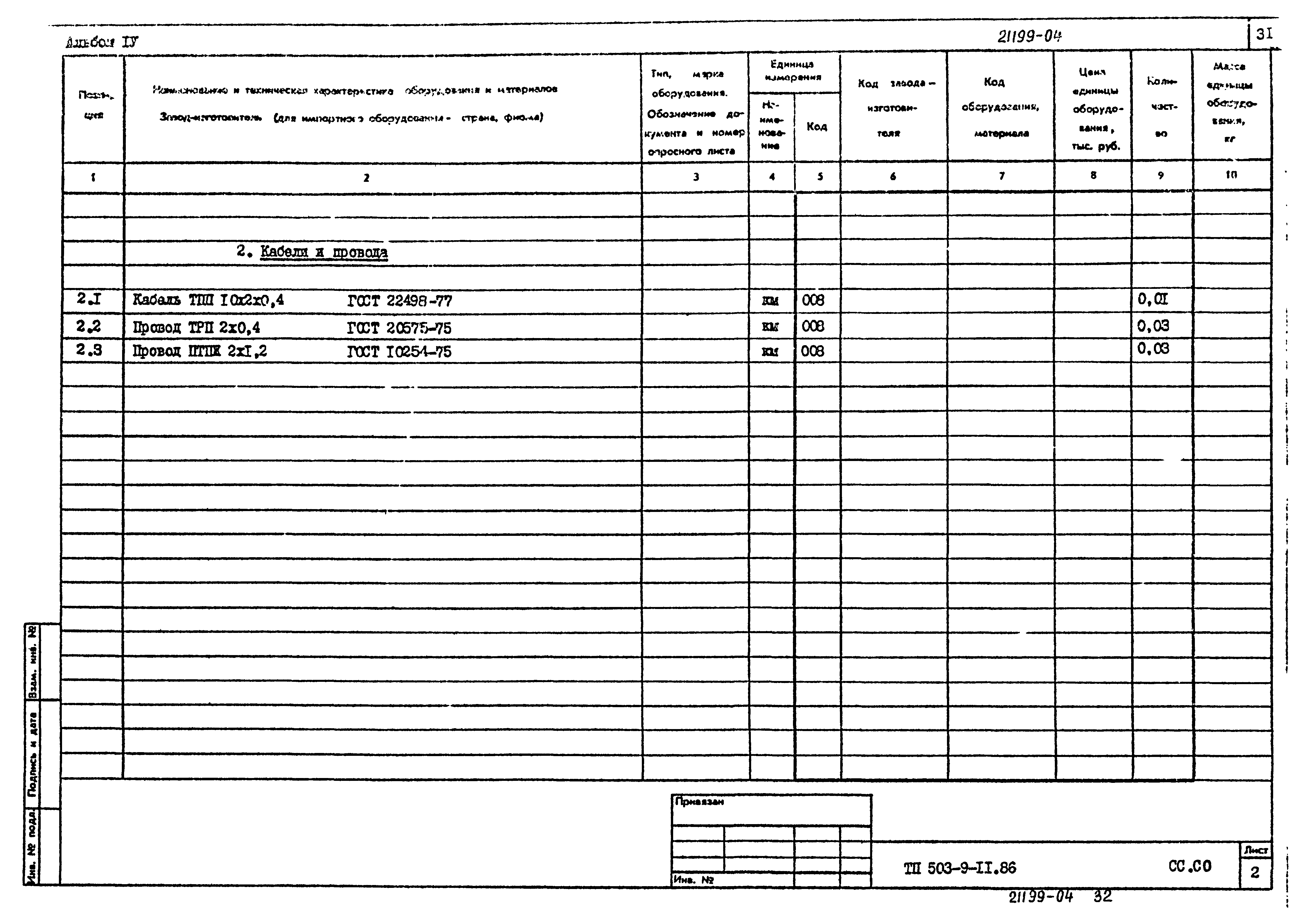 Типовой проект 503-9-11.86