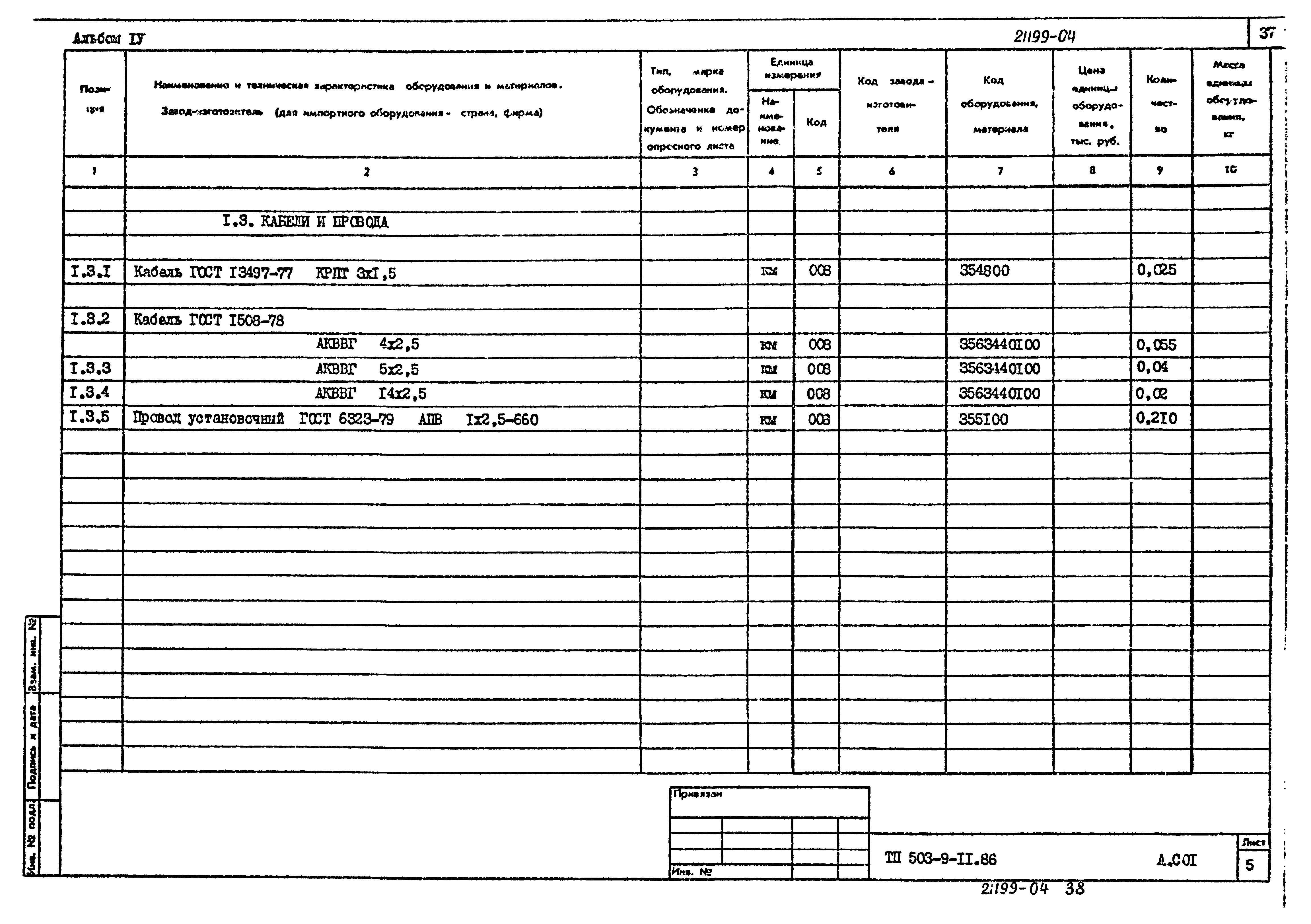 Типовой проект 503-9-11.86