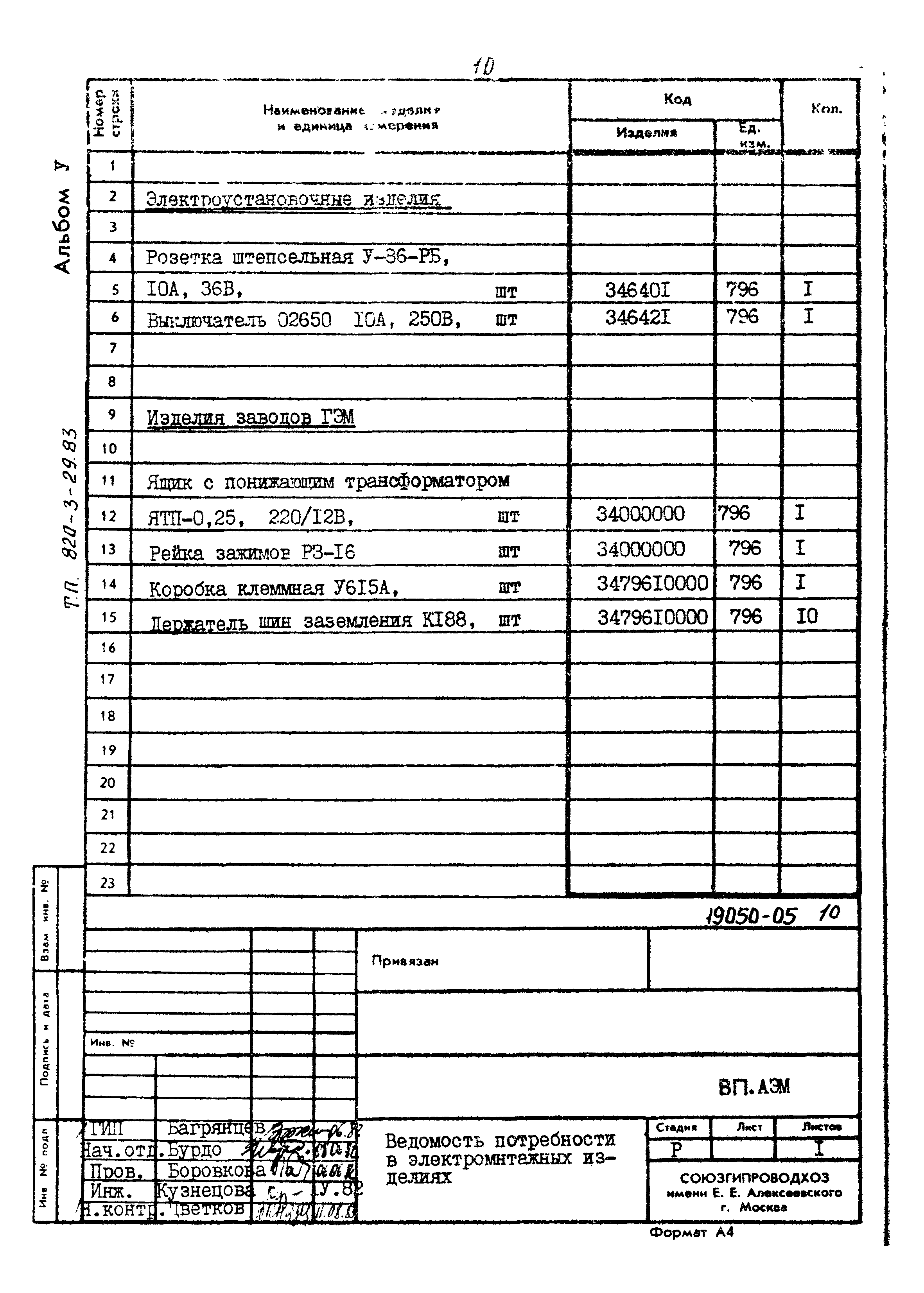 Типовой проект 820-3-29.83