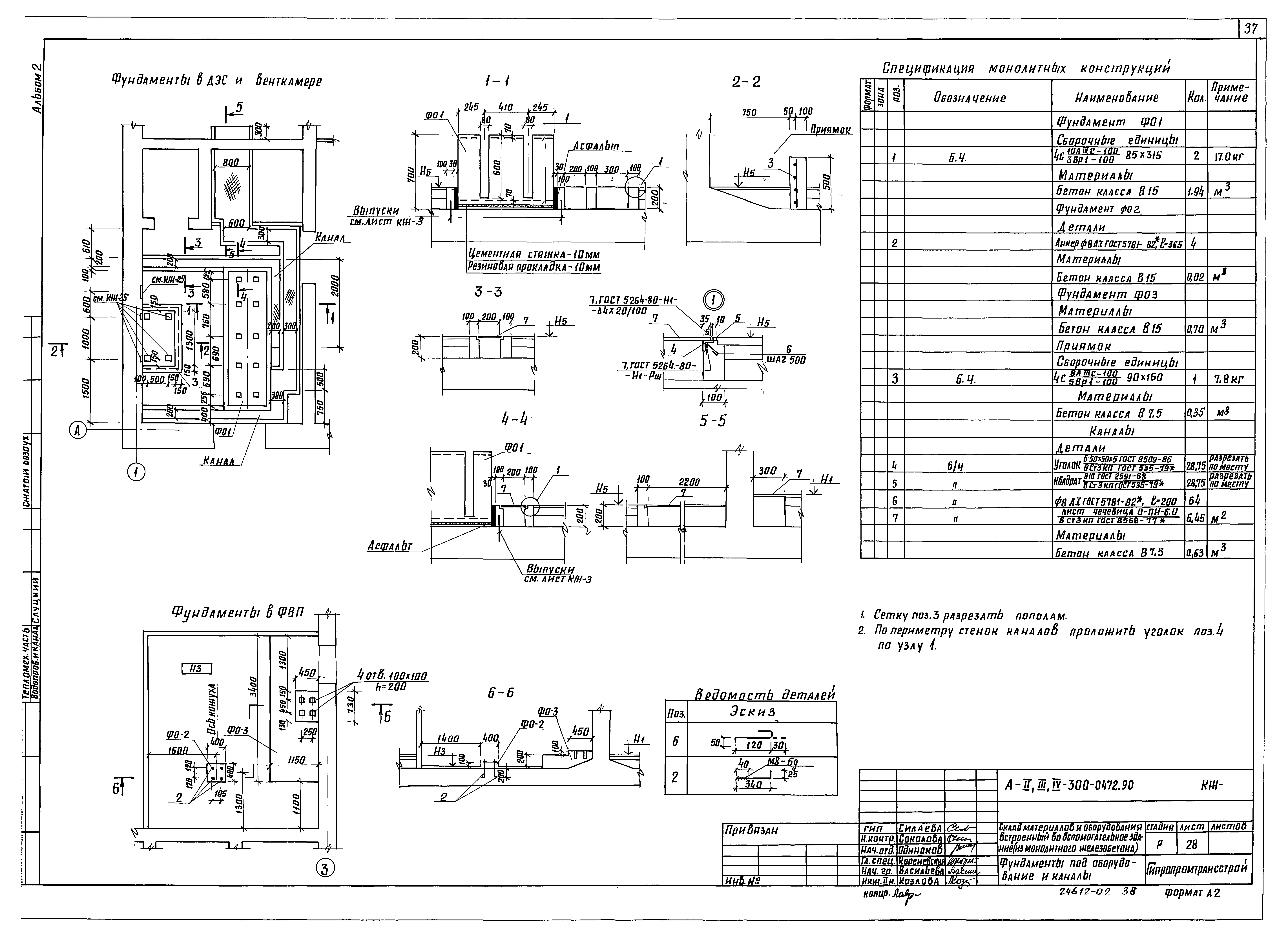 Типовые проектные решения А-II,III,IV-300-0472.90