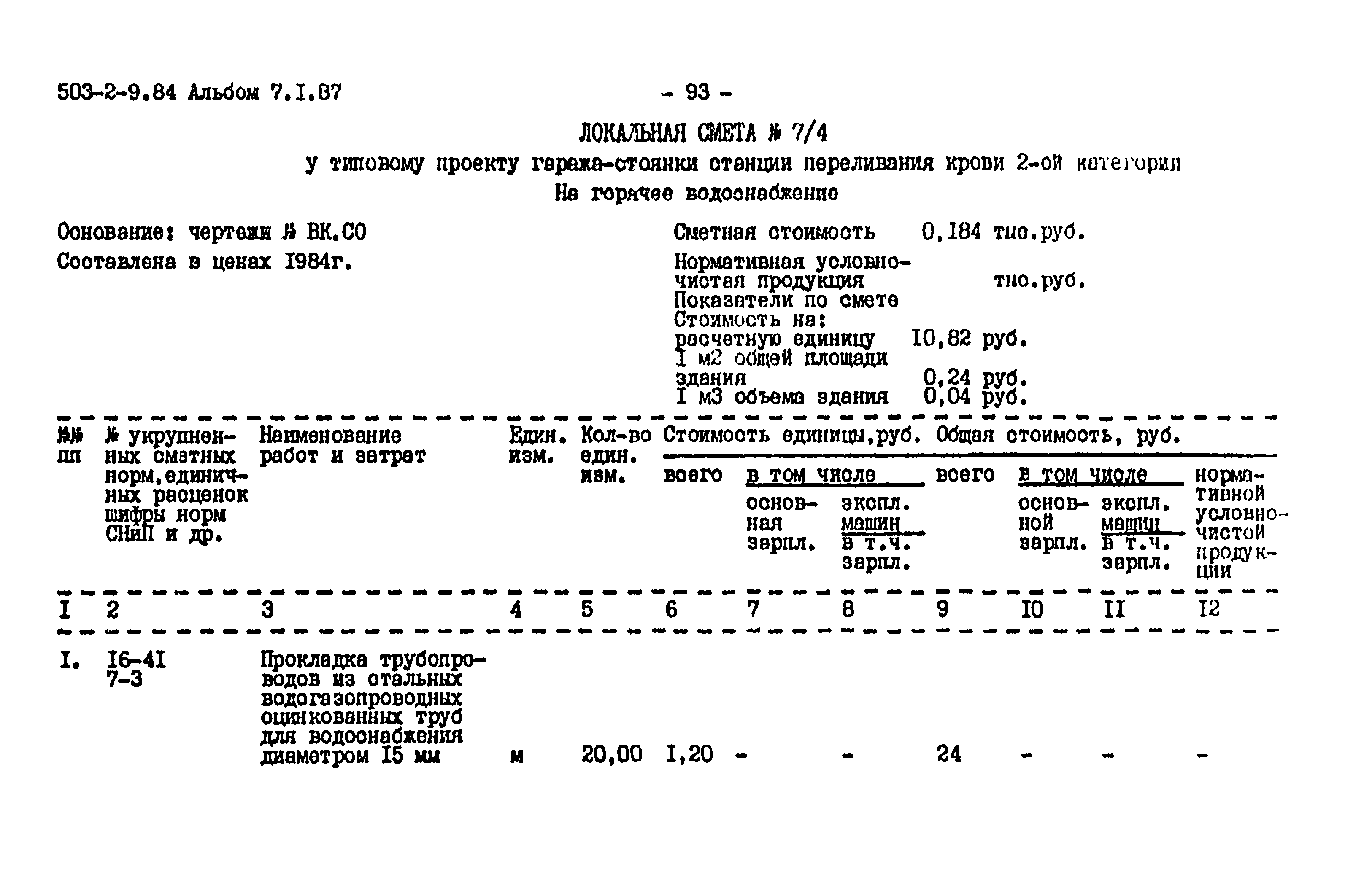 Типовой проект 503-2-9.84