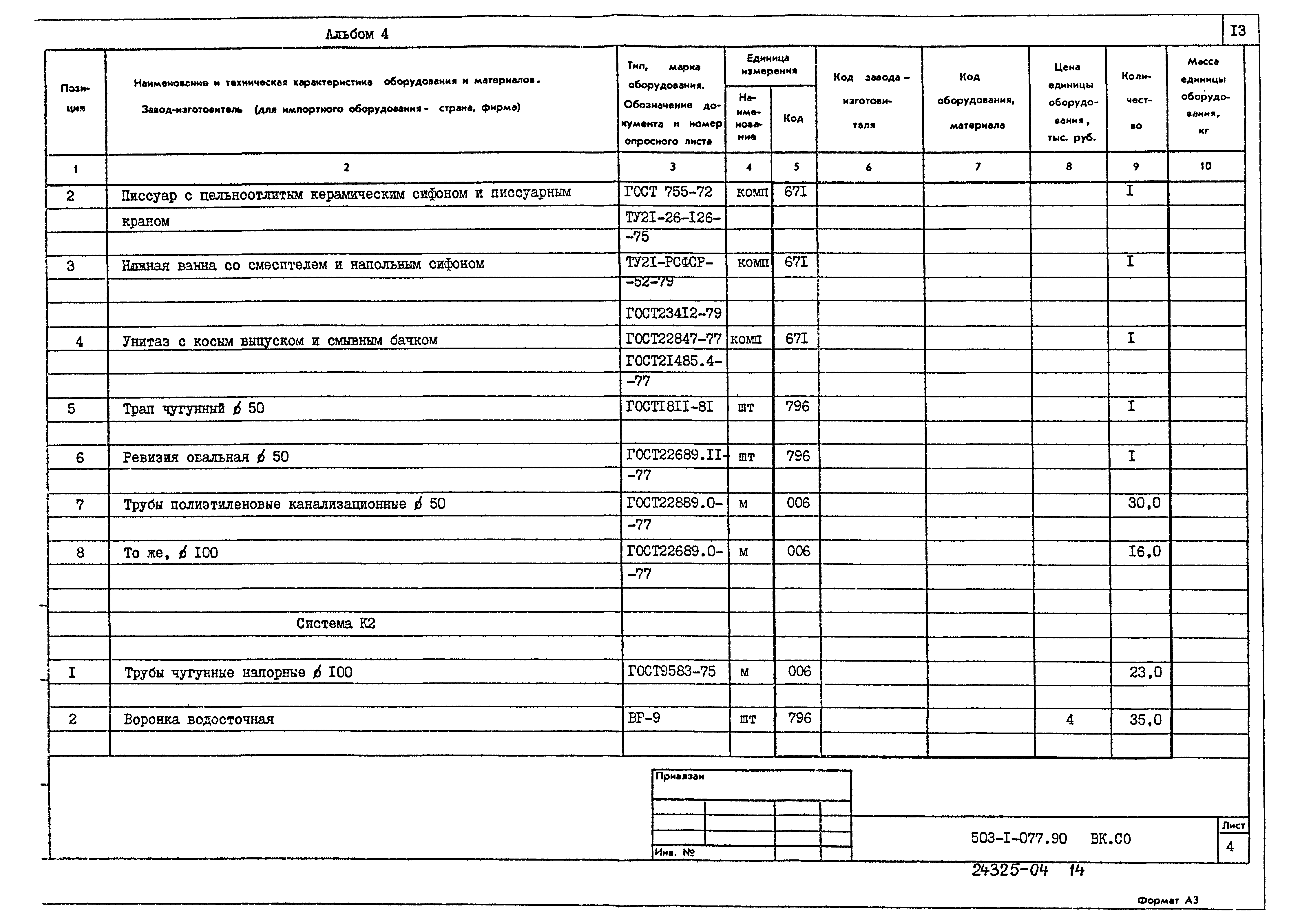 Типовые проектные решения 503-1-077.90