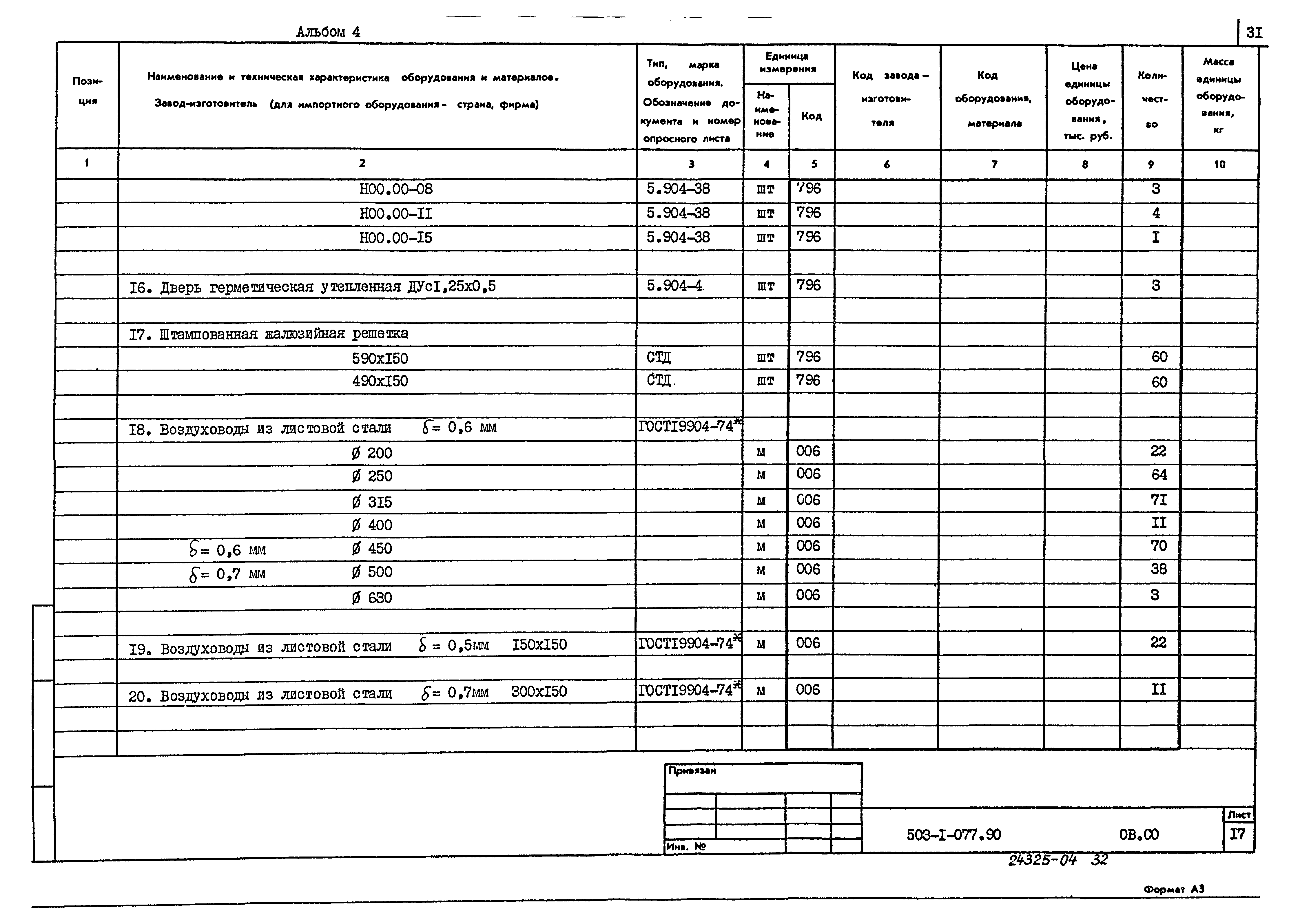 Типовые проектные решения 503-1-077.90