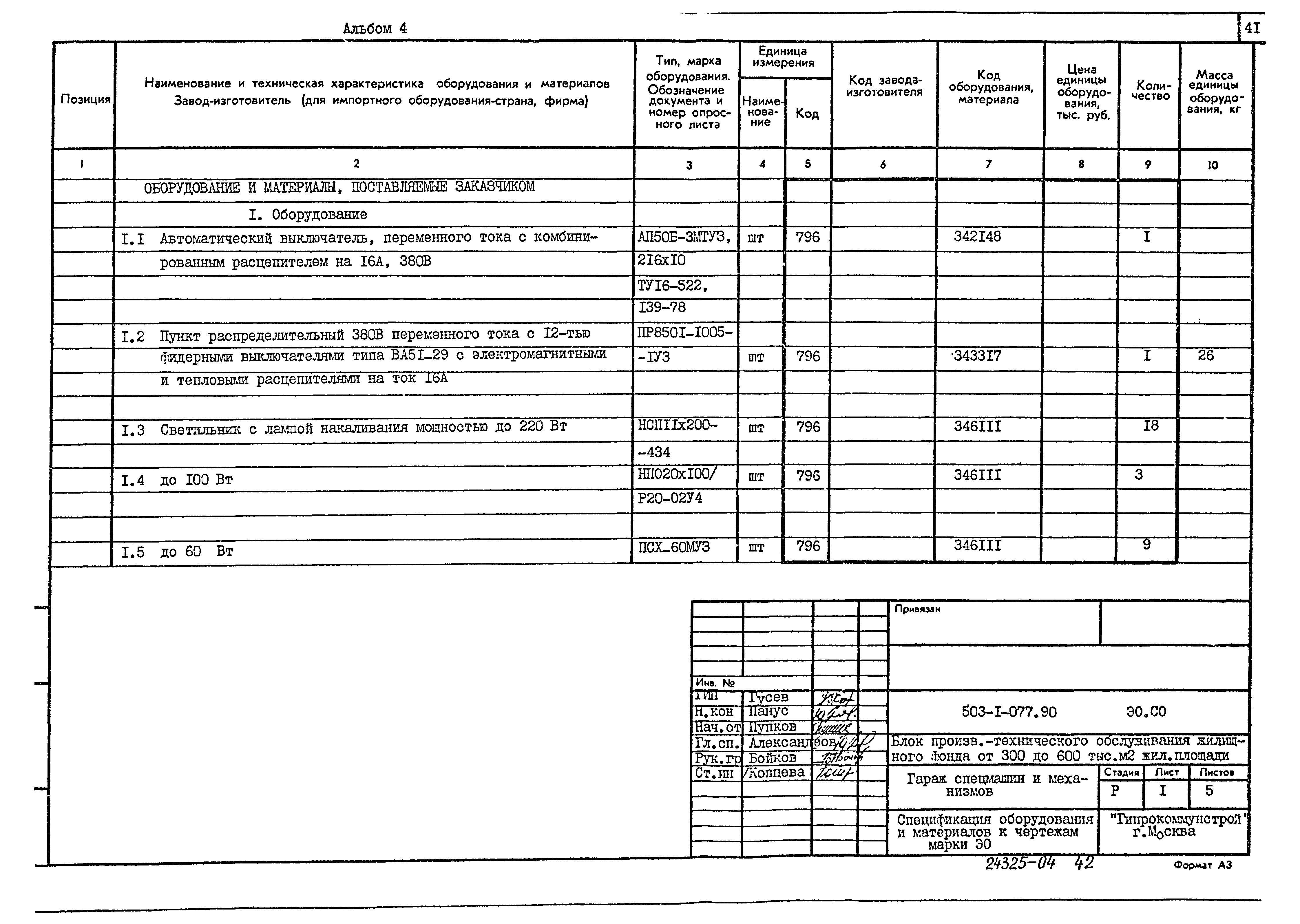 Типовые проектные решения 503-1-077.90