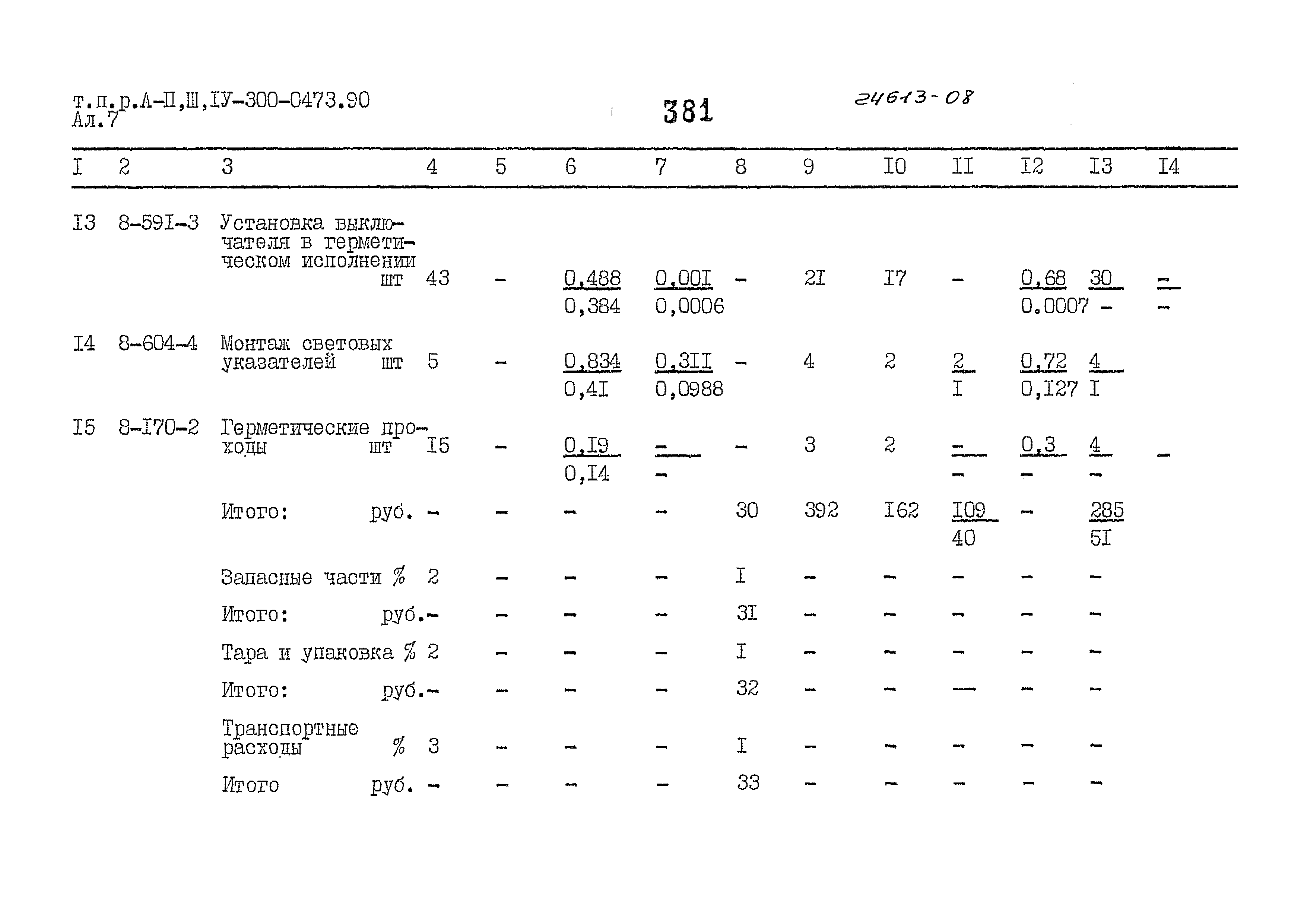 Типовые проектные решения А-II,III,IV-300-0473.90