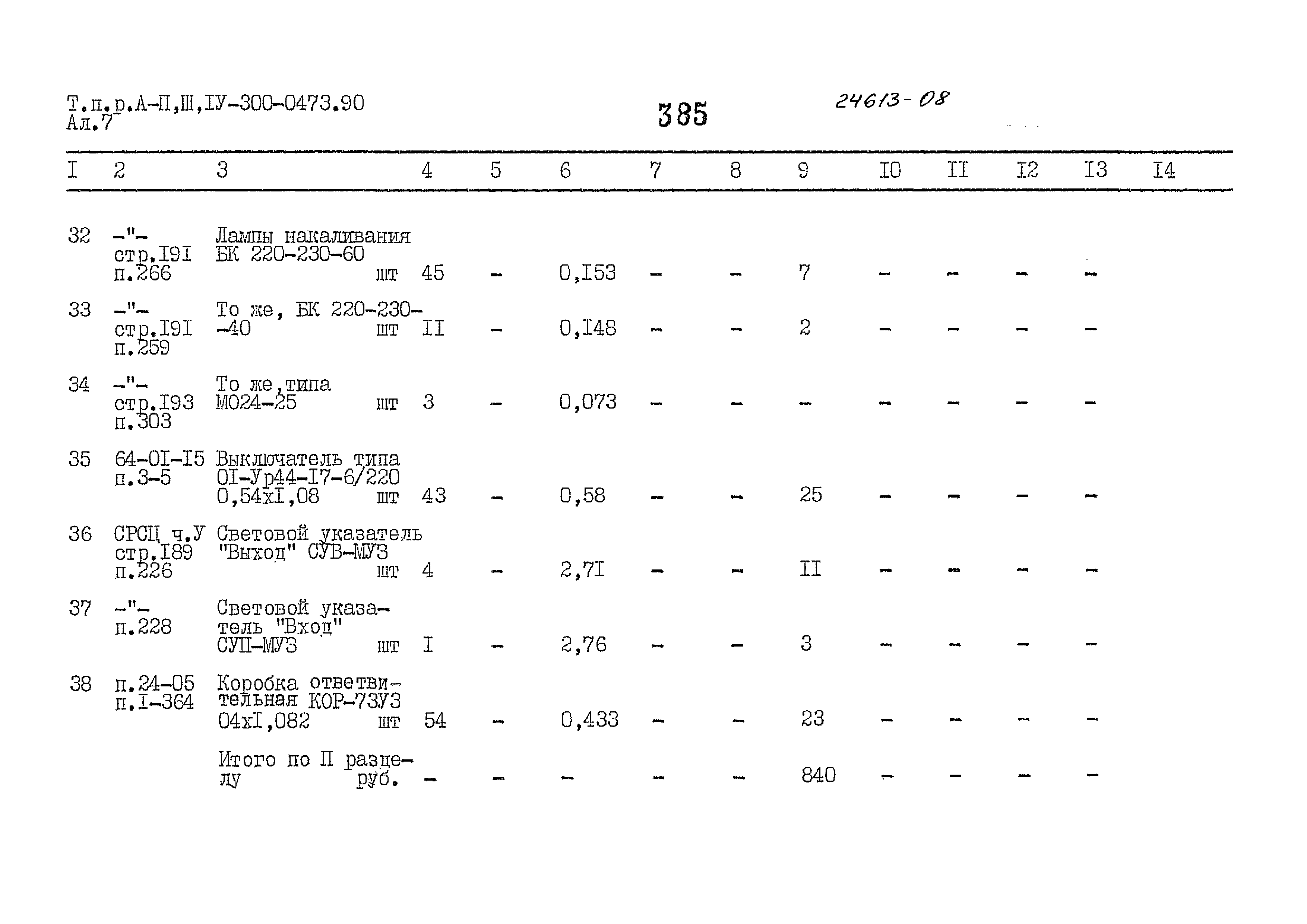 Типовые проектные решения А-II,III,IV-300-0473.90