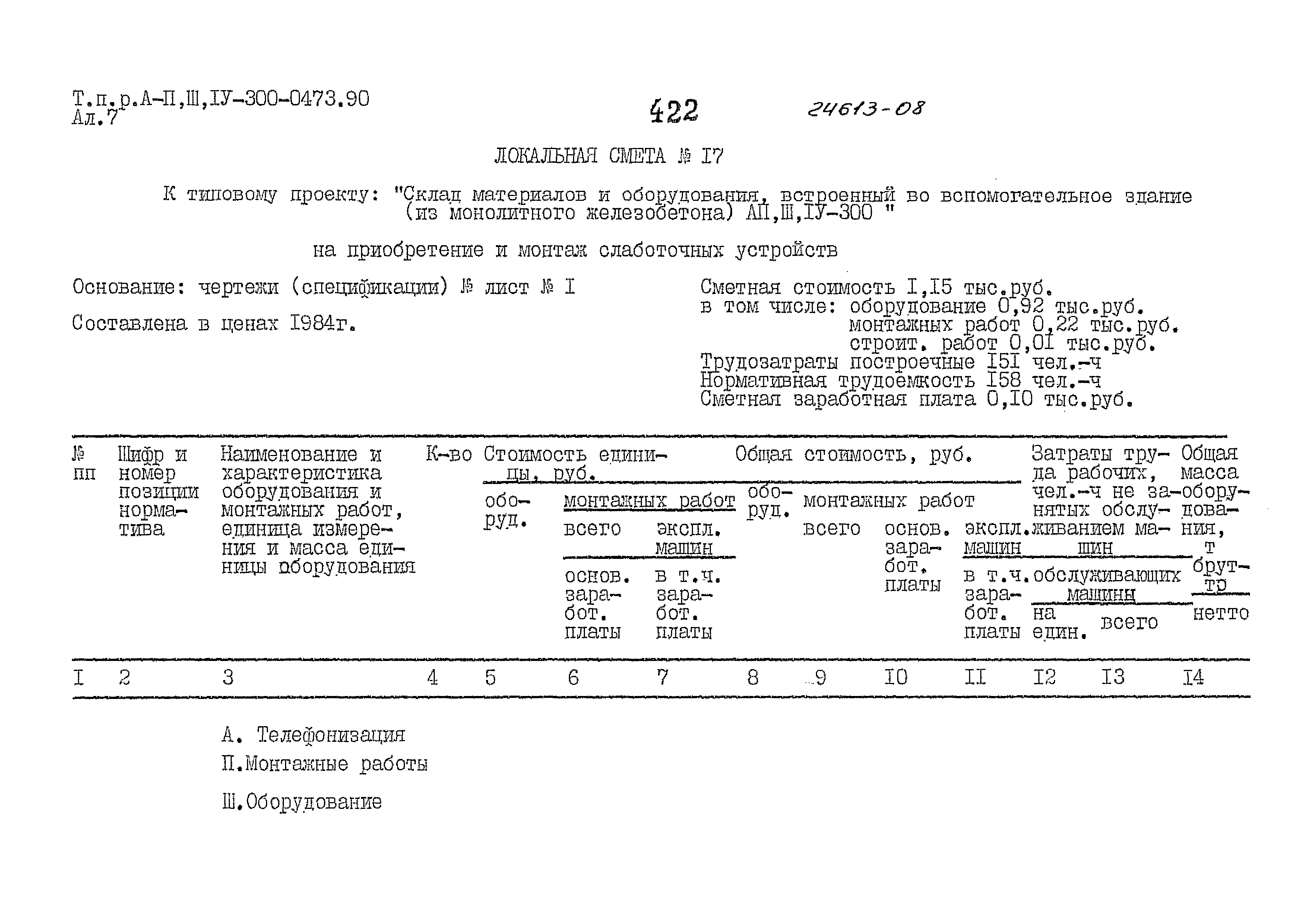 Типовые проектные решения А-II,III,IV-300-0473.90