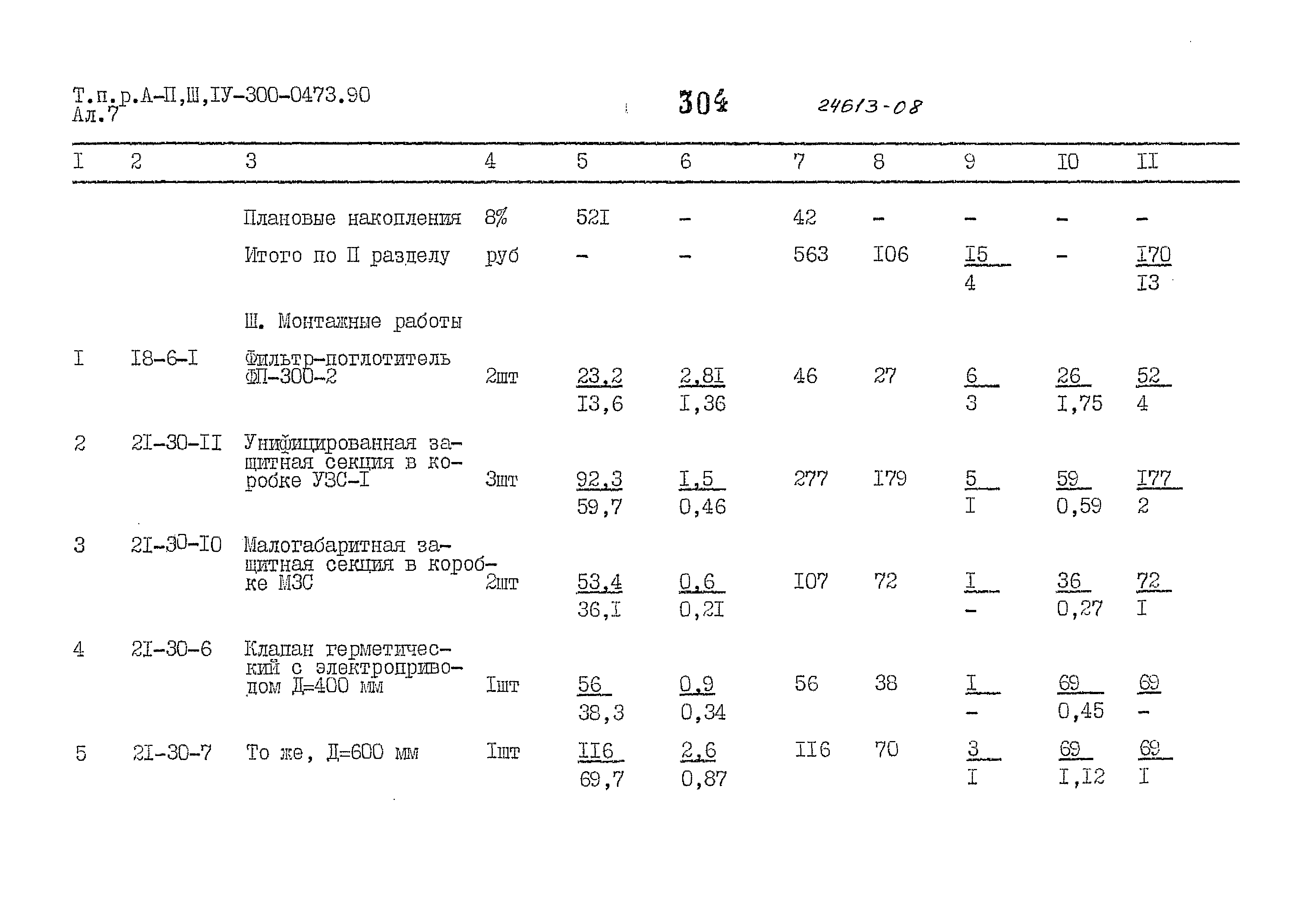 Типовые проектные решения А-II,III,IV-300-0473.90