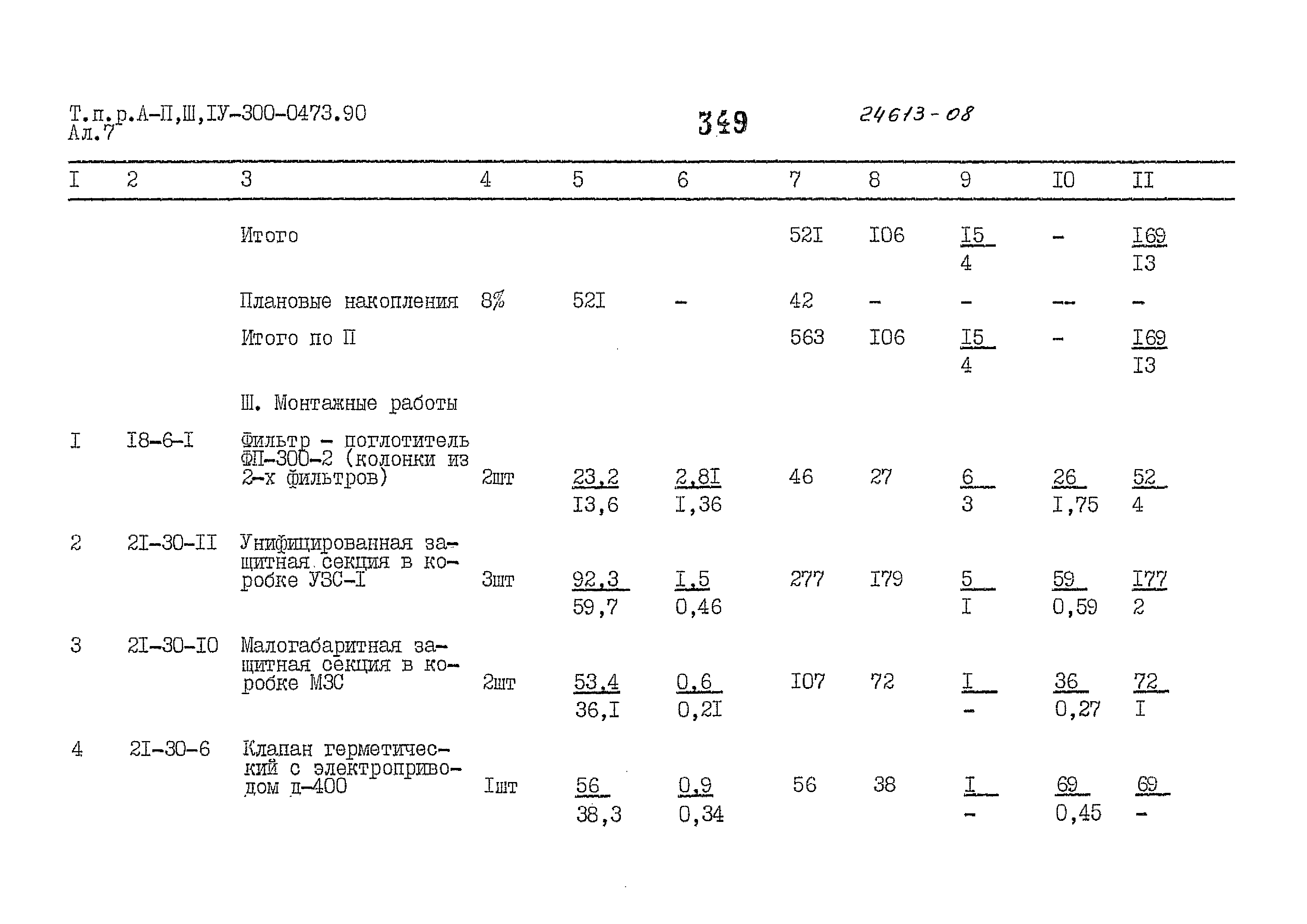 Типовые проектные решения А-II,III,IV-300-0473.90