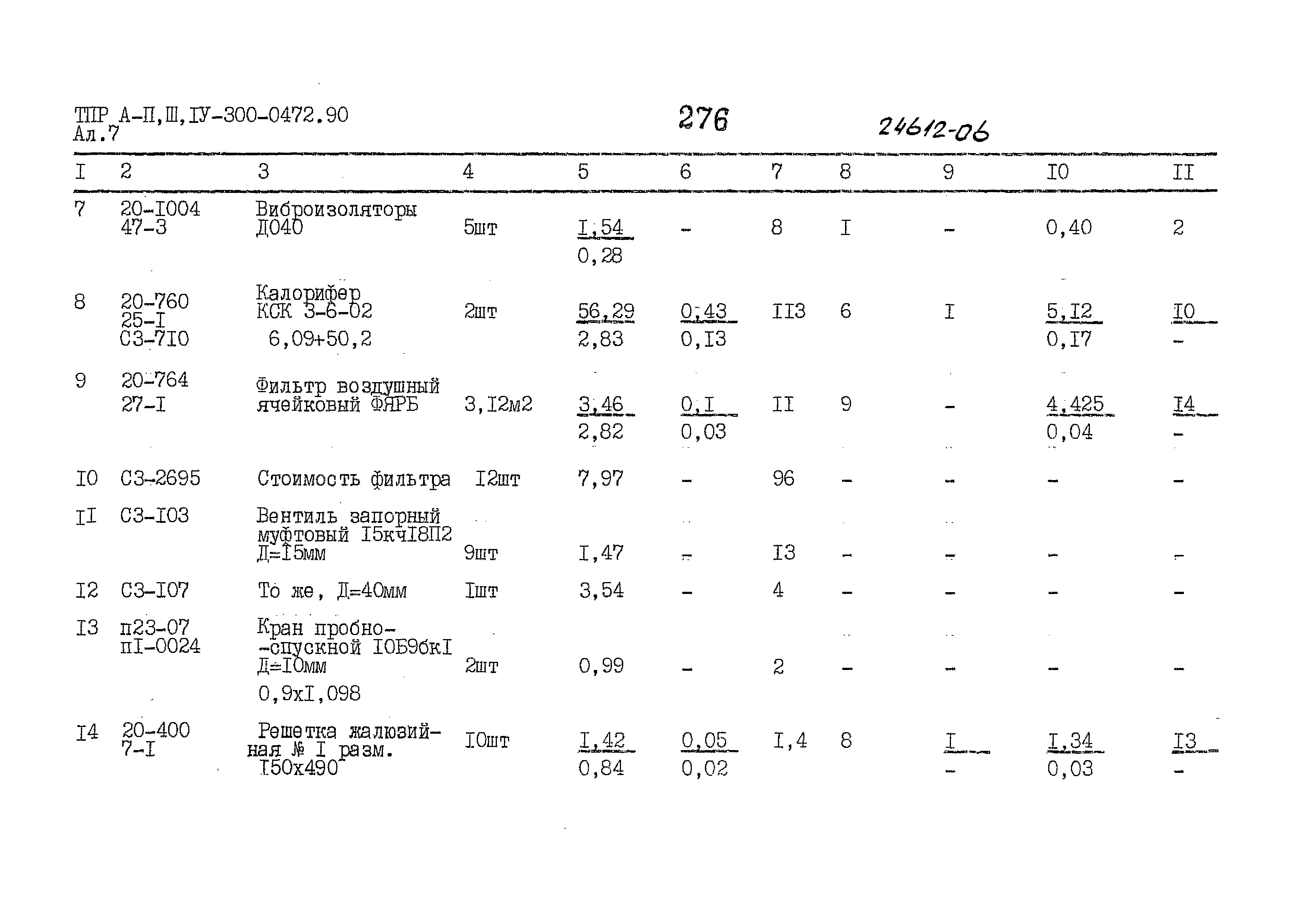 Типовые проектные решения А-II,III,IV-300-0472.90