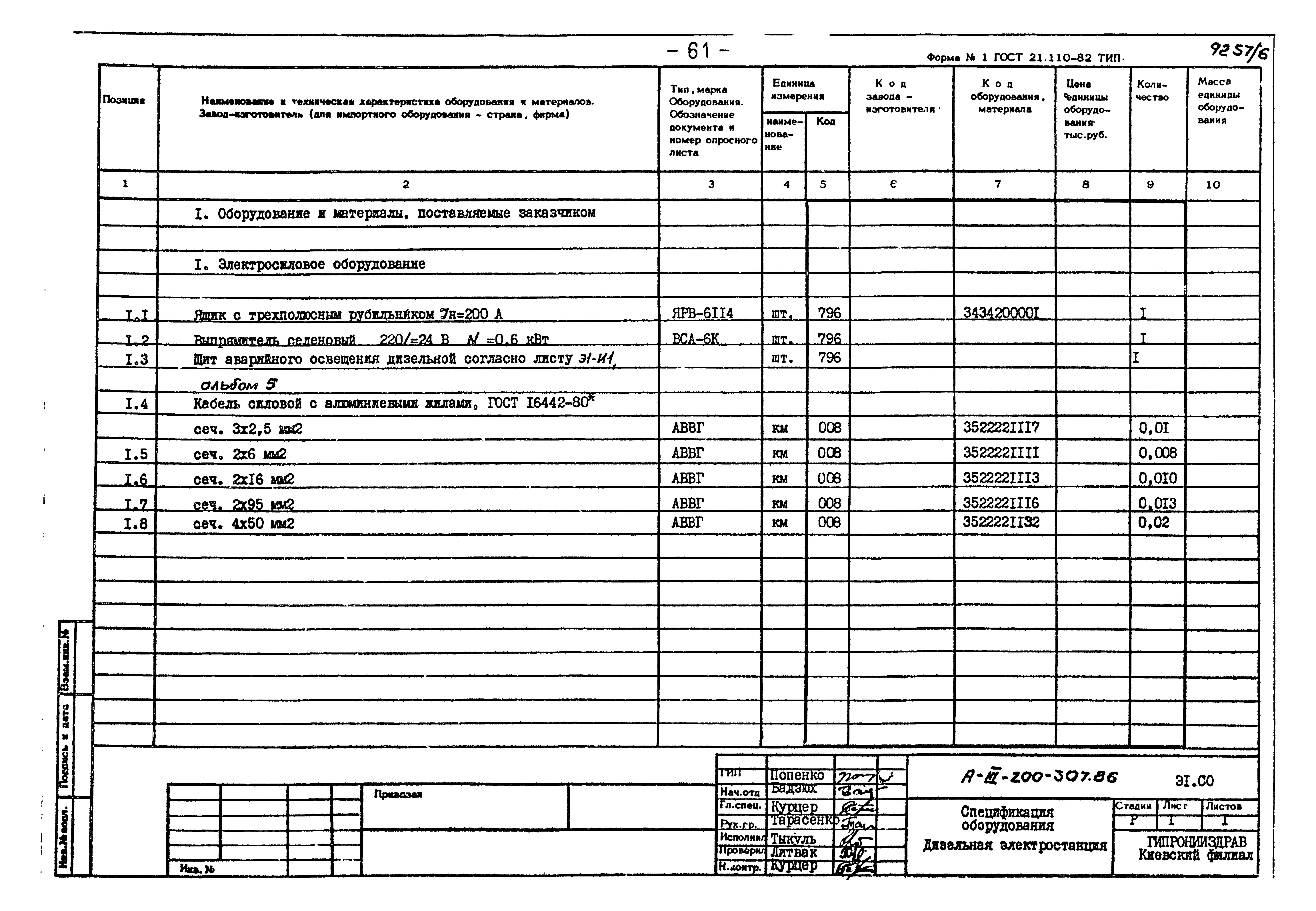 Типовой проект А-III-200-307.86