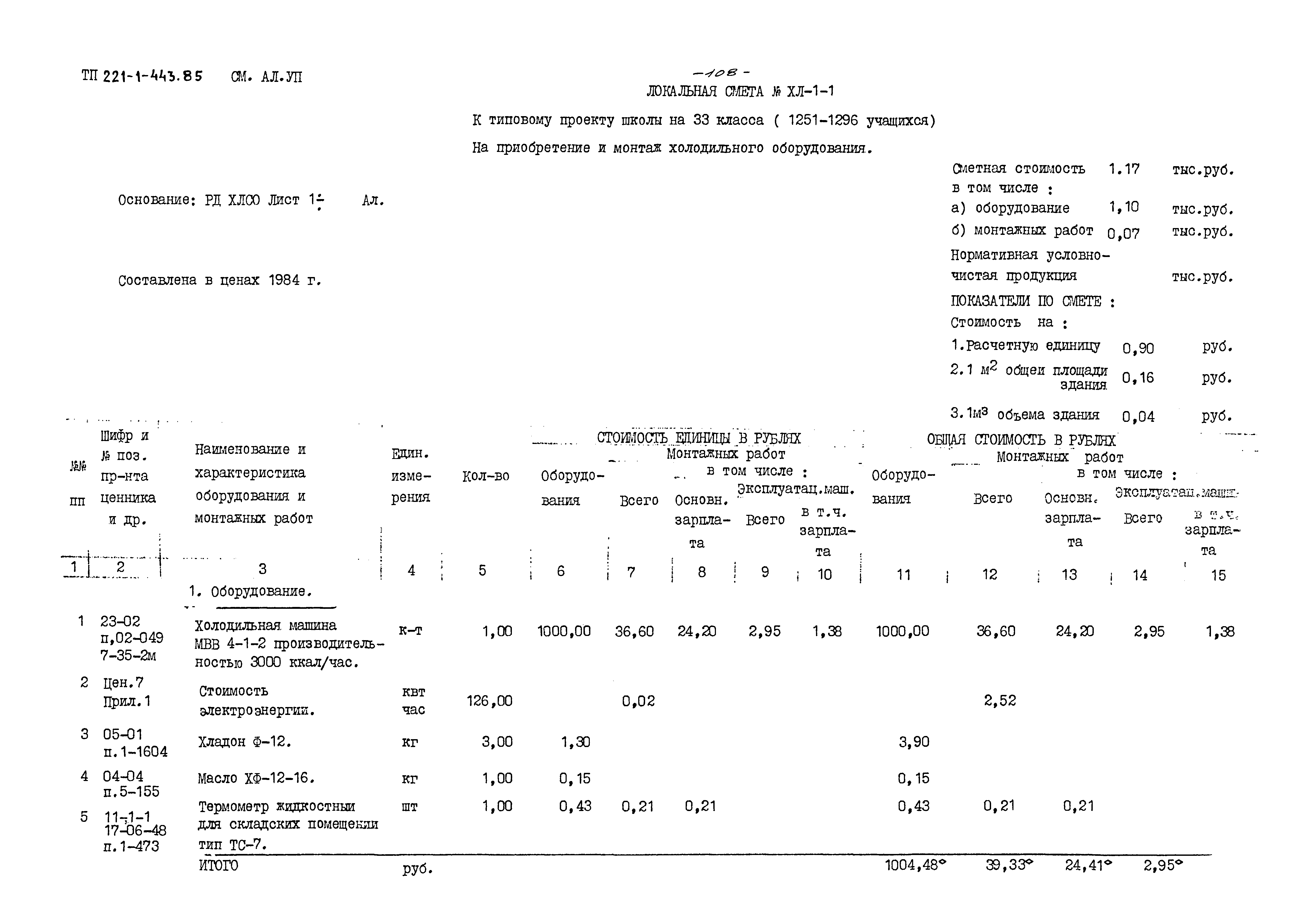 Типовой проект 221-1-443.85