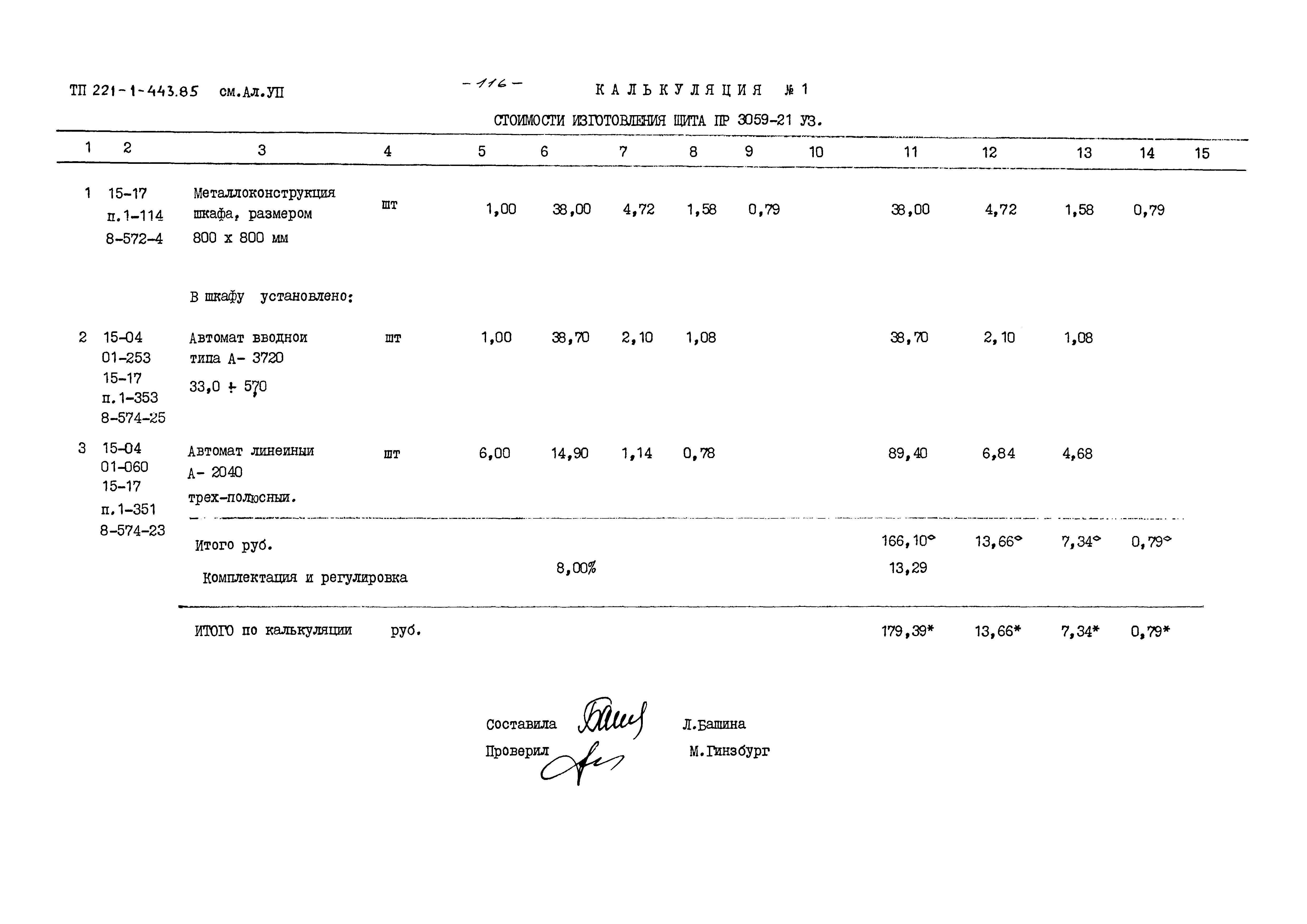 Типовой проект 221-1-443.85