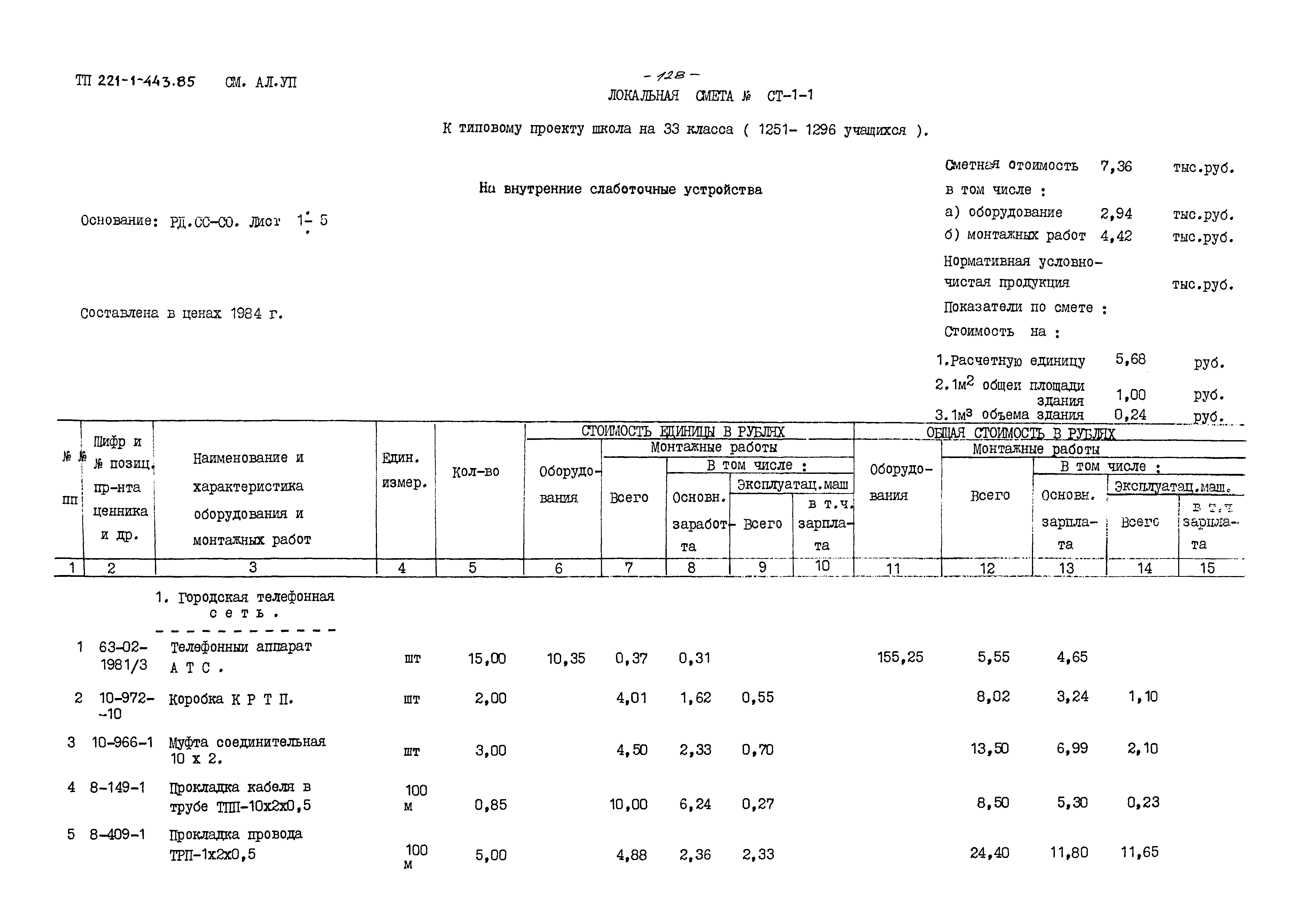 Типовой проект 221-1-443.85