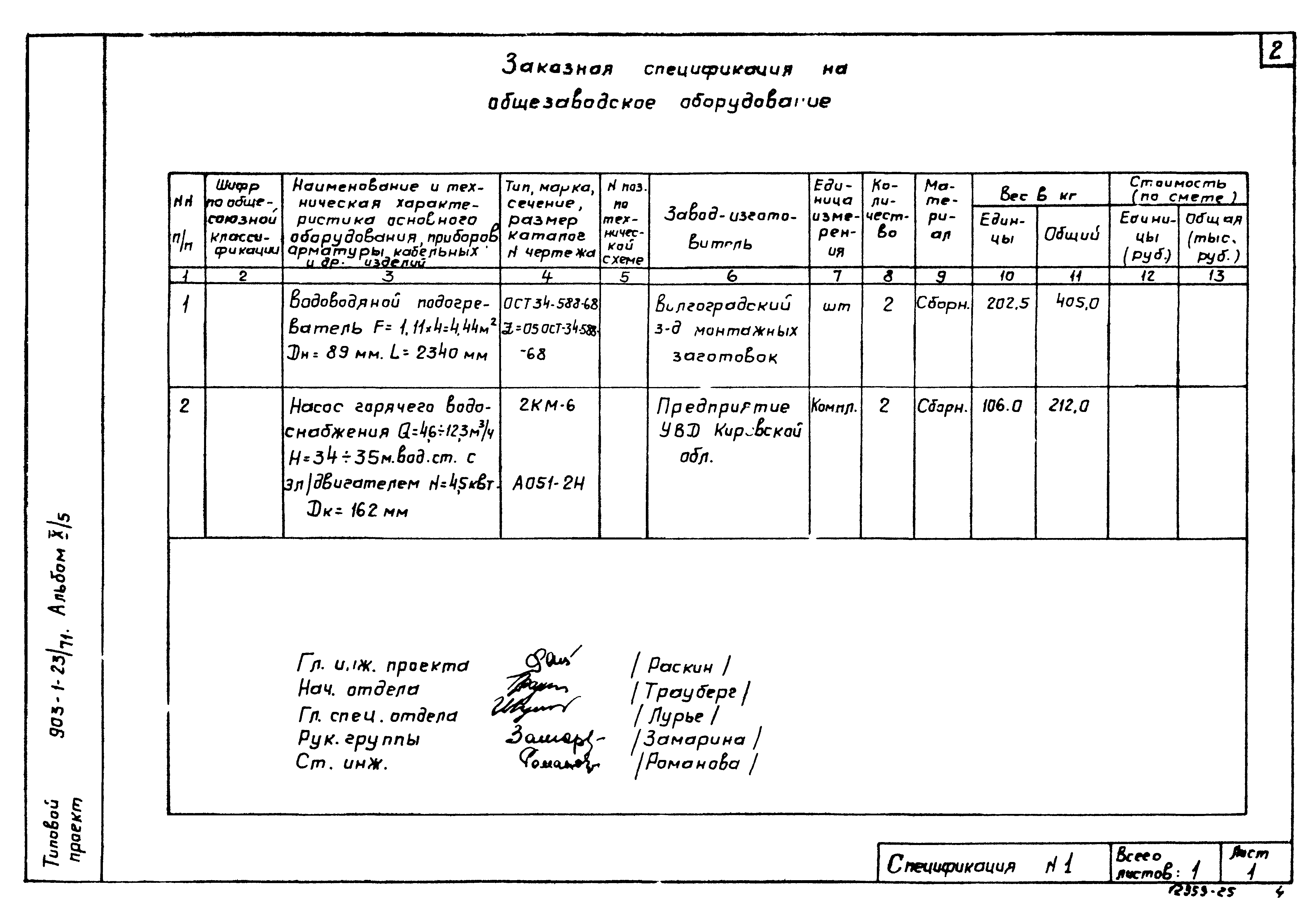 Типовой проект 903-1-23/71