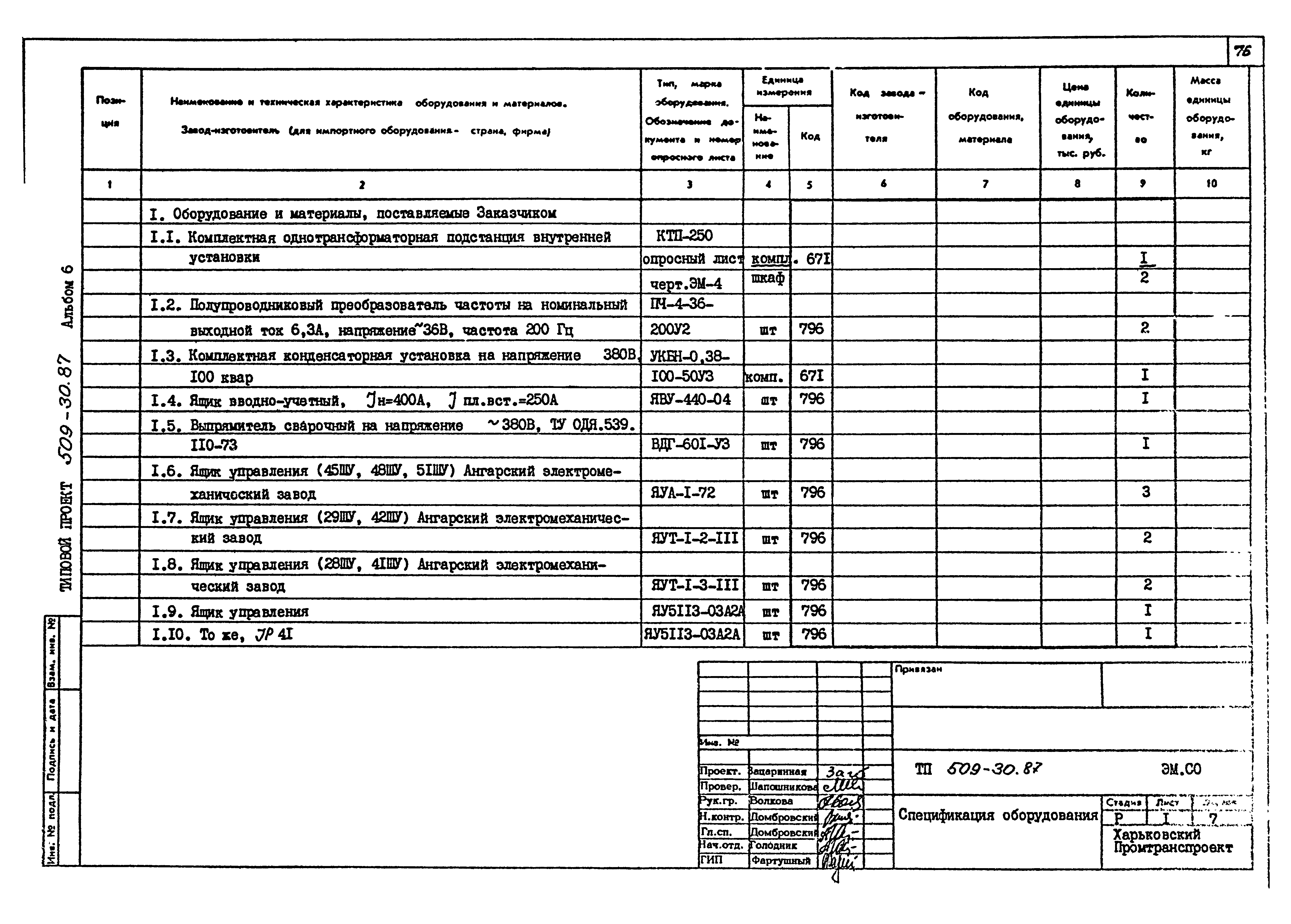 Типовой проект 509-30.87