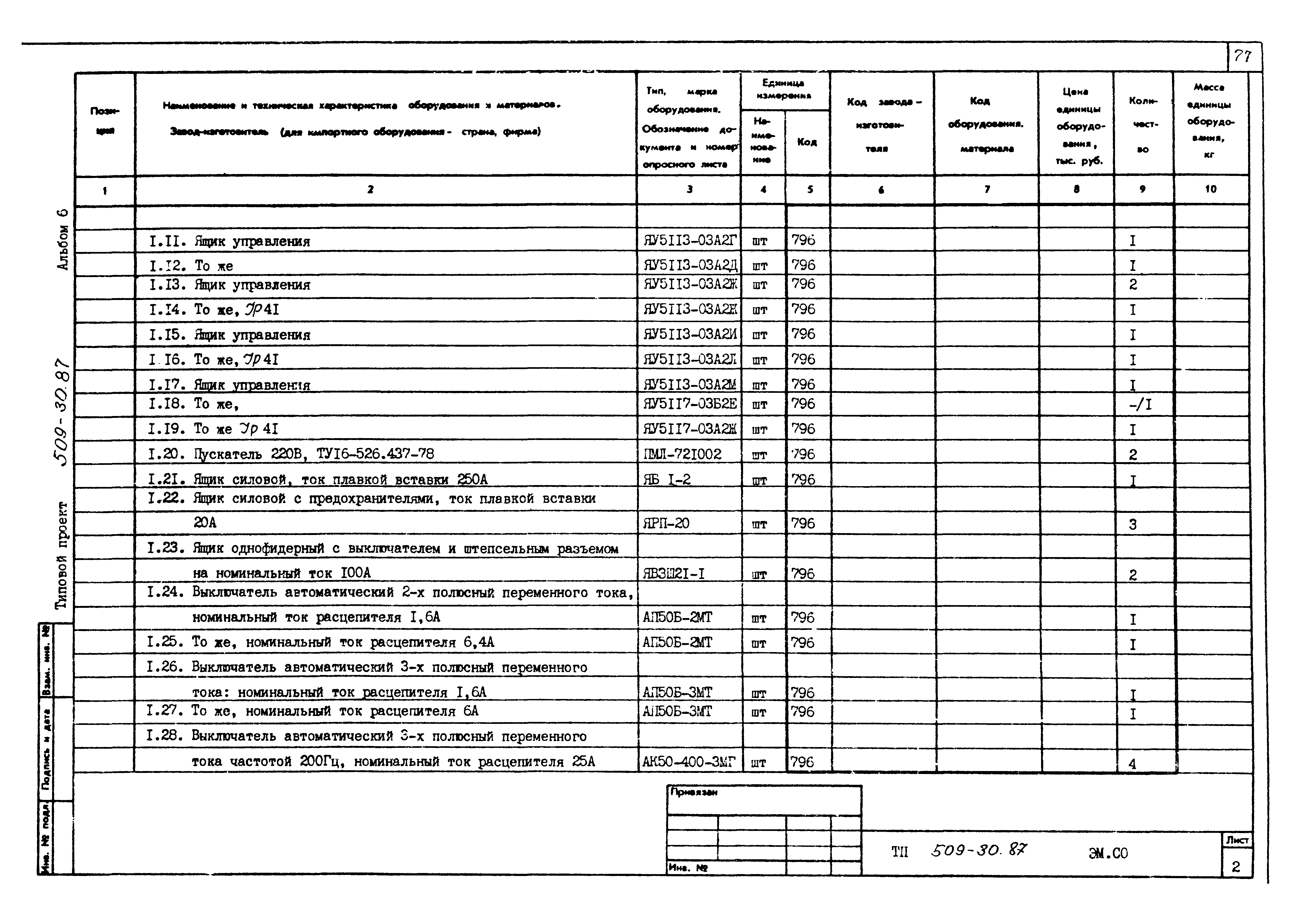 Типовой проект 509-30.87