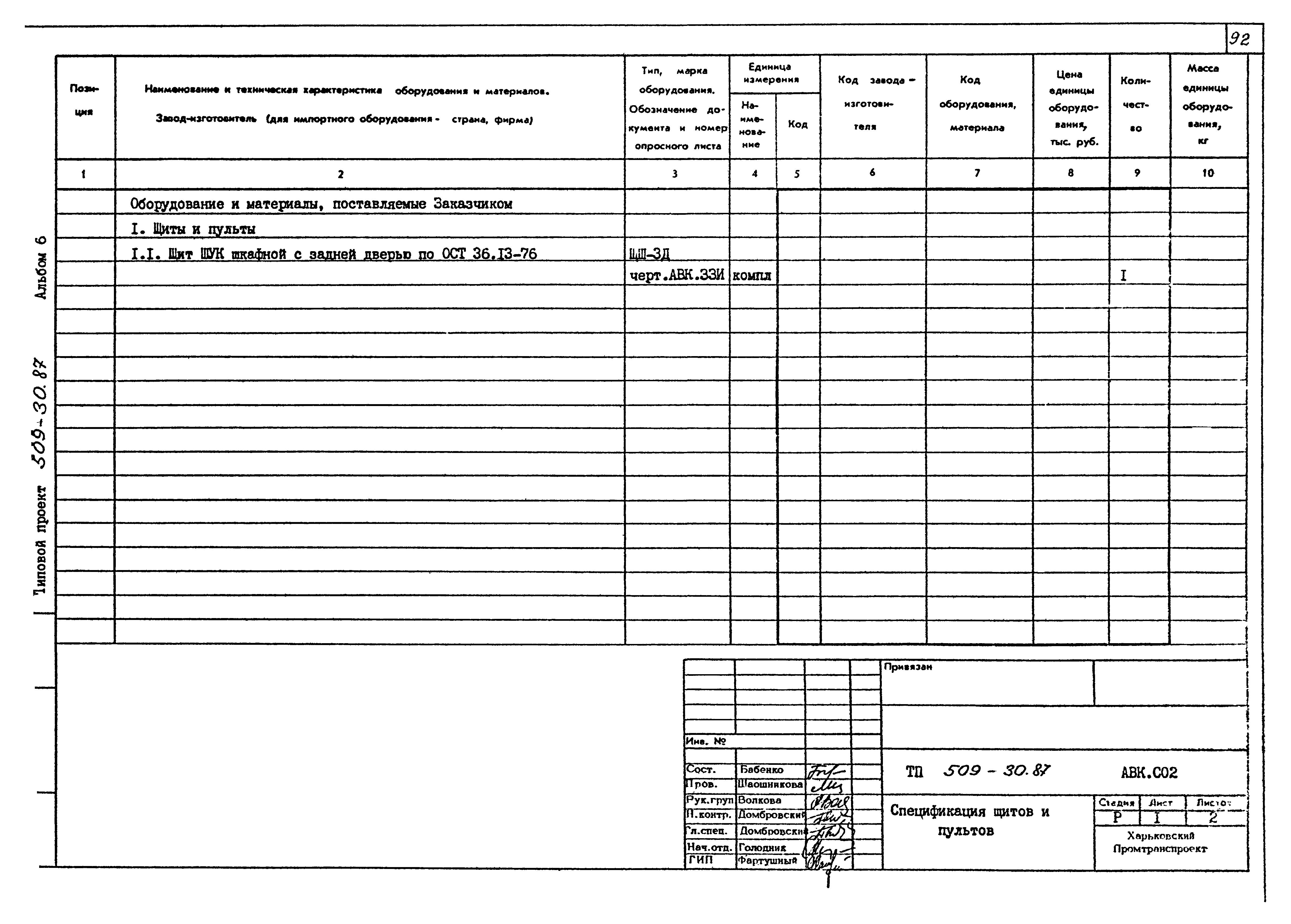 Типовой проект 509-30.87