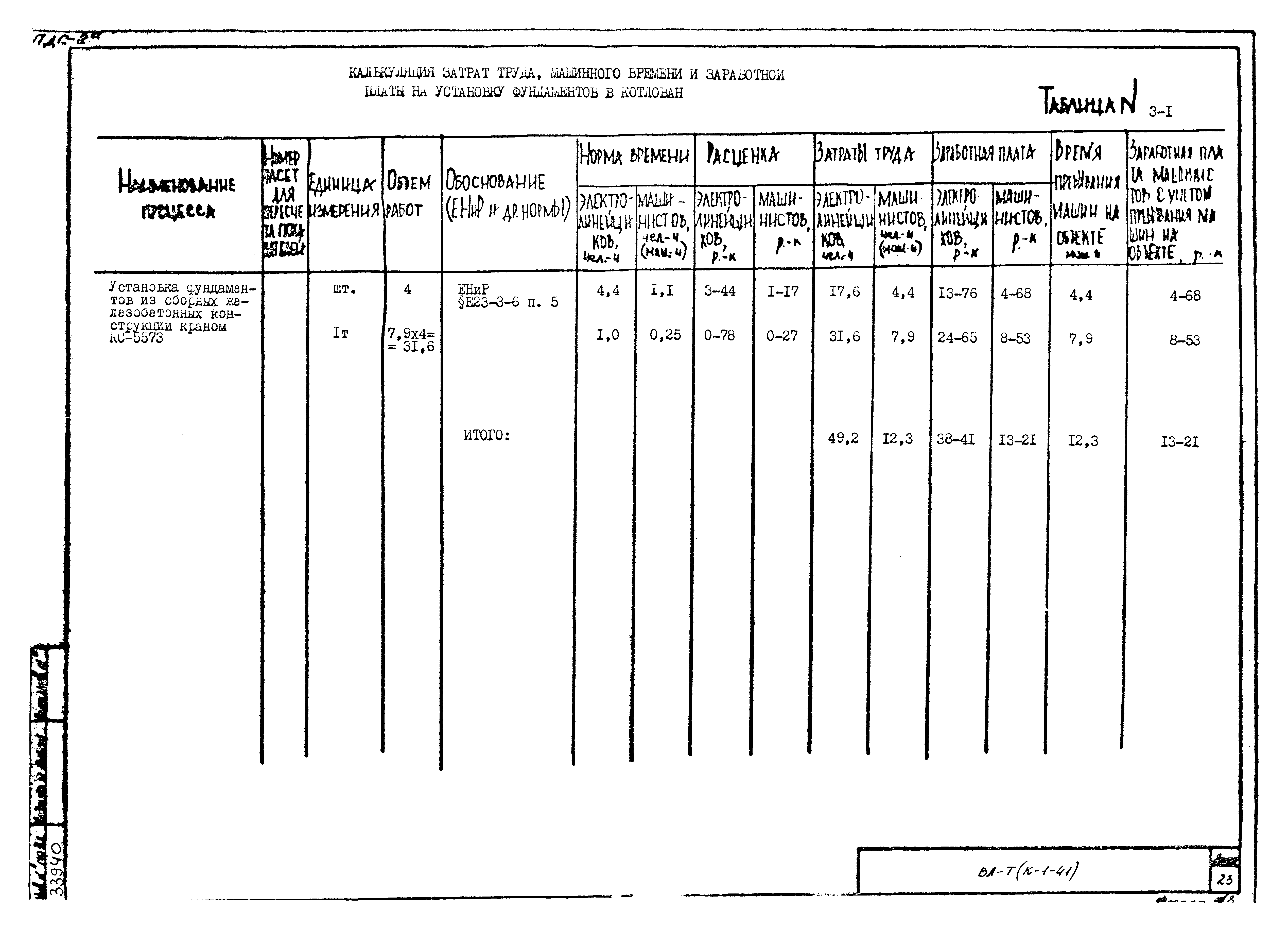 Технологическая карта К-1-41-3