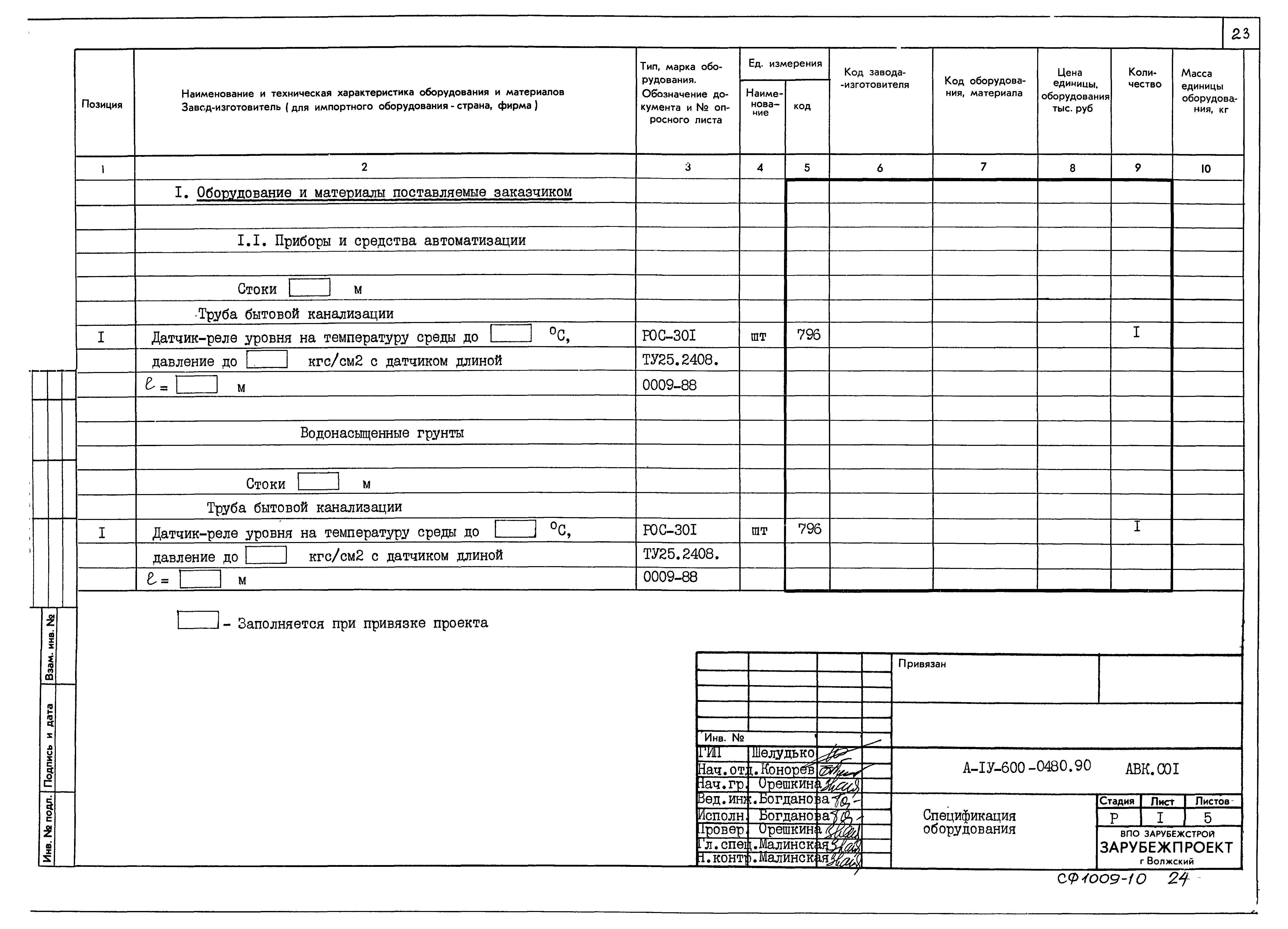 Типовые проектные решения А-IV-600-0480.90