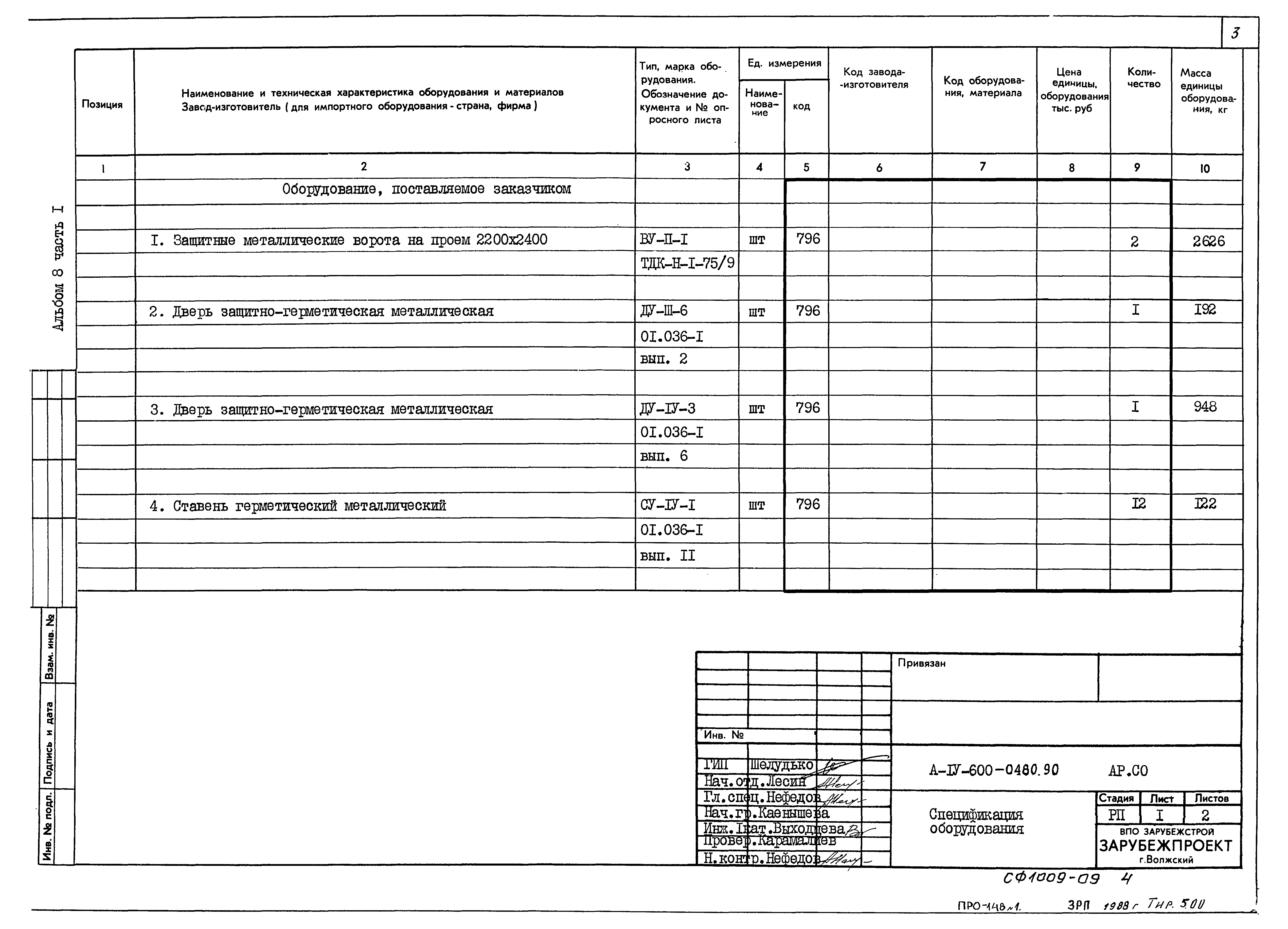 Типовые проектные решения А-IV-600-0480.90