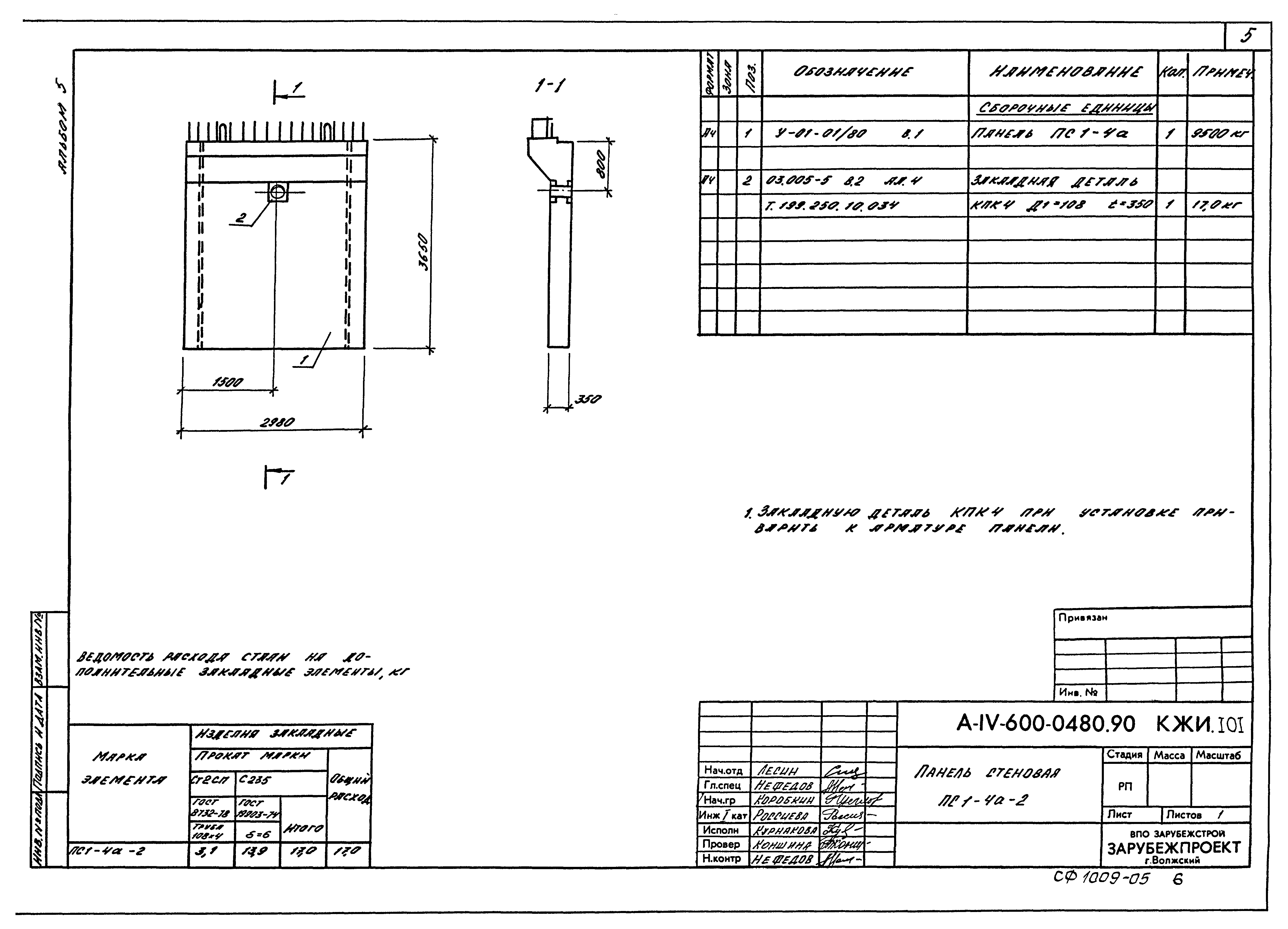 Типовые проектные решения А-IV-600-0480.90