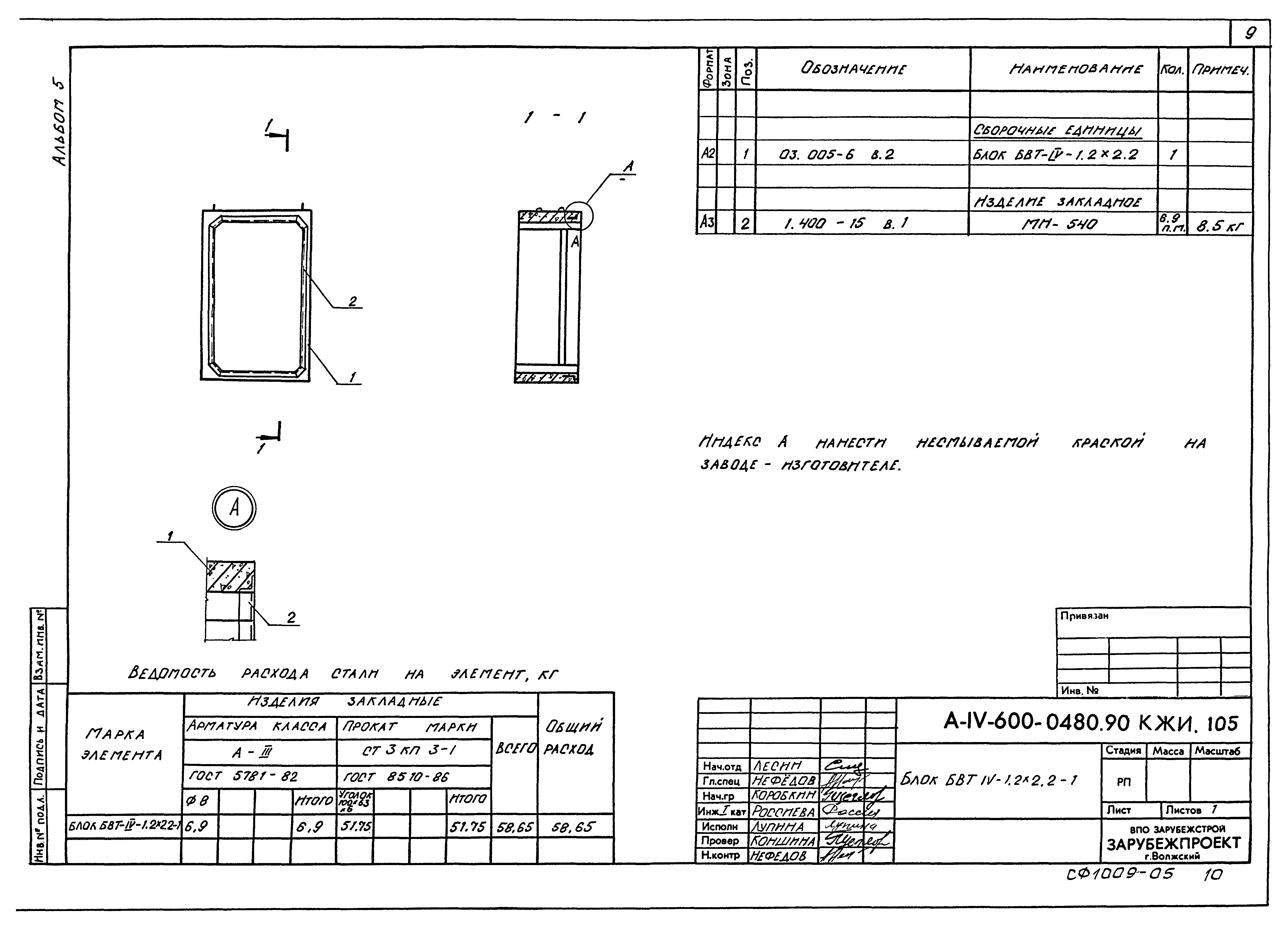 Типовые проектные решения А-IV-600-0480.90