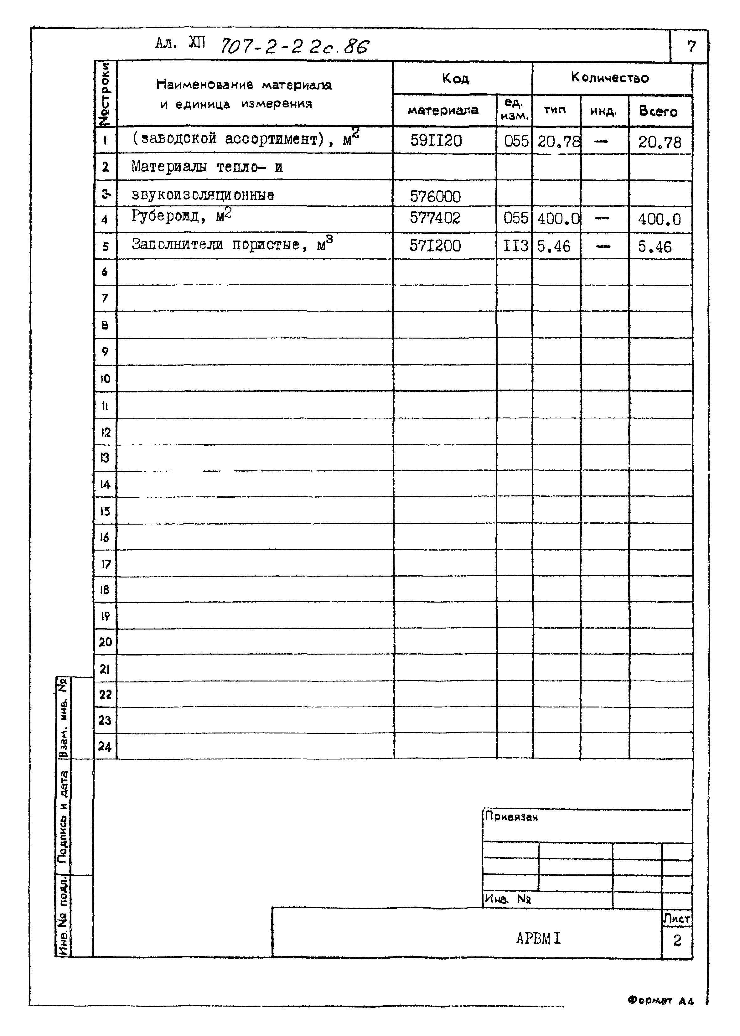 Типовой проект 707-2-22с.86