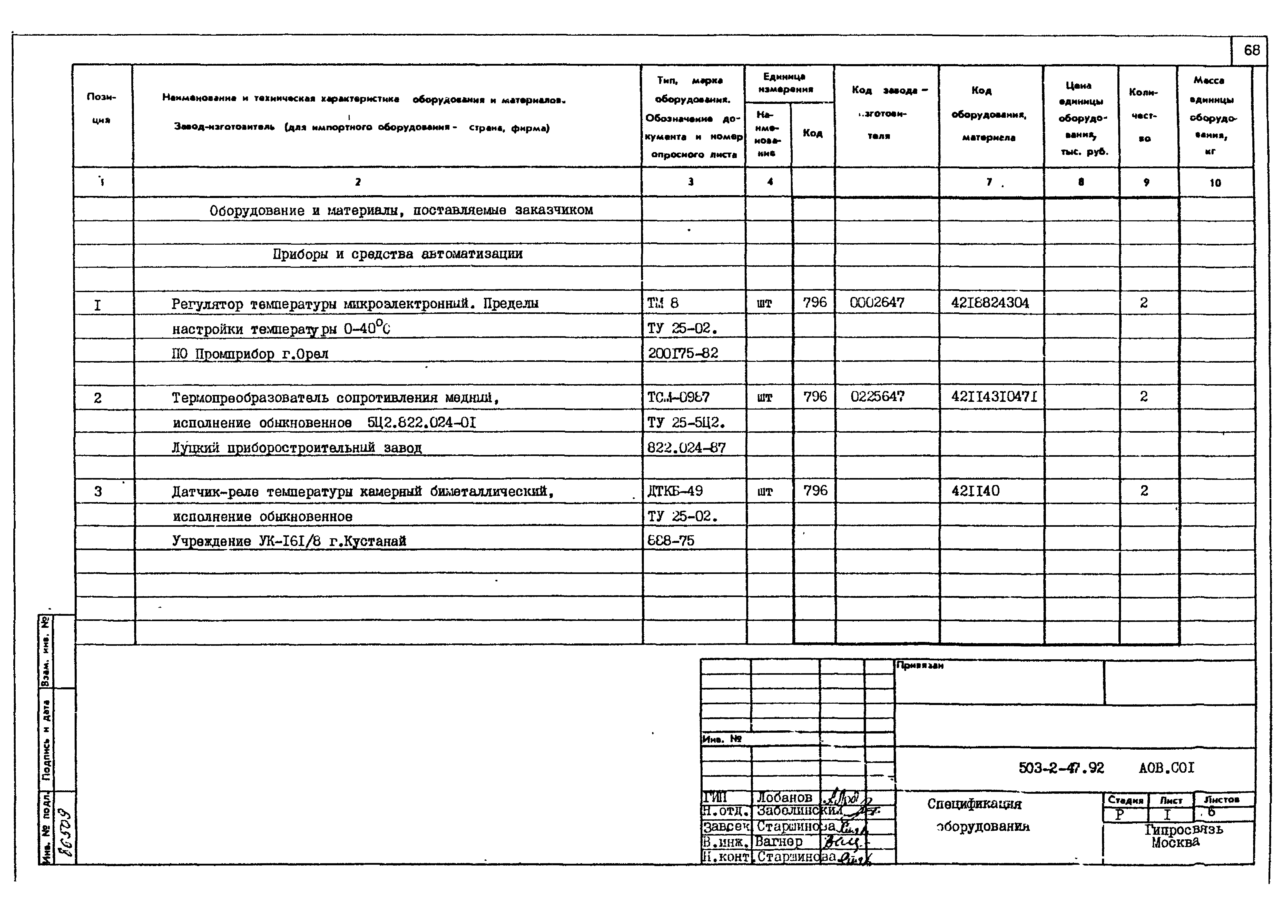 Типовой проект 503-2-47.92