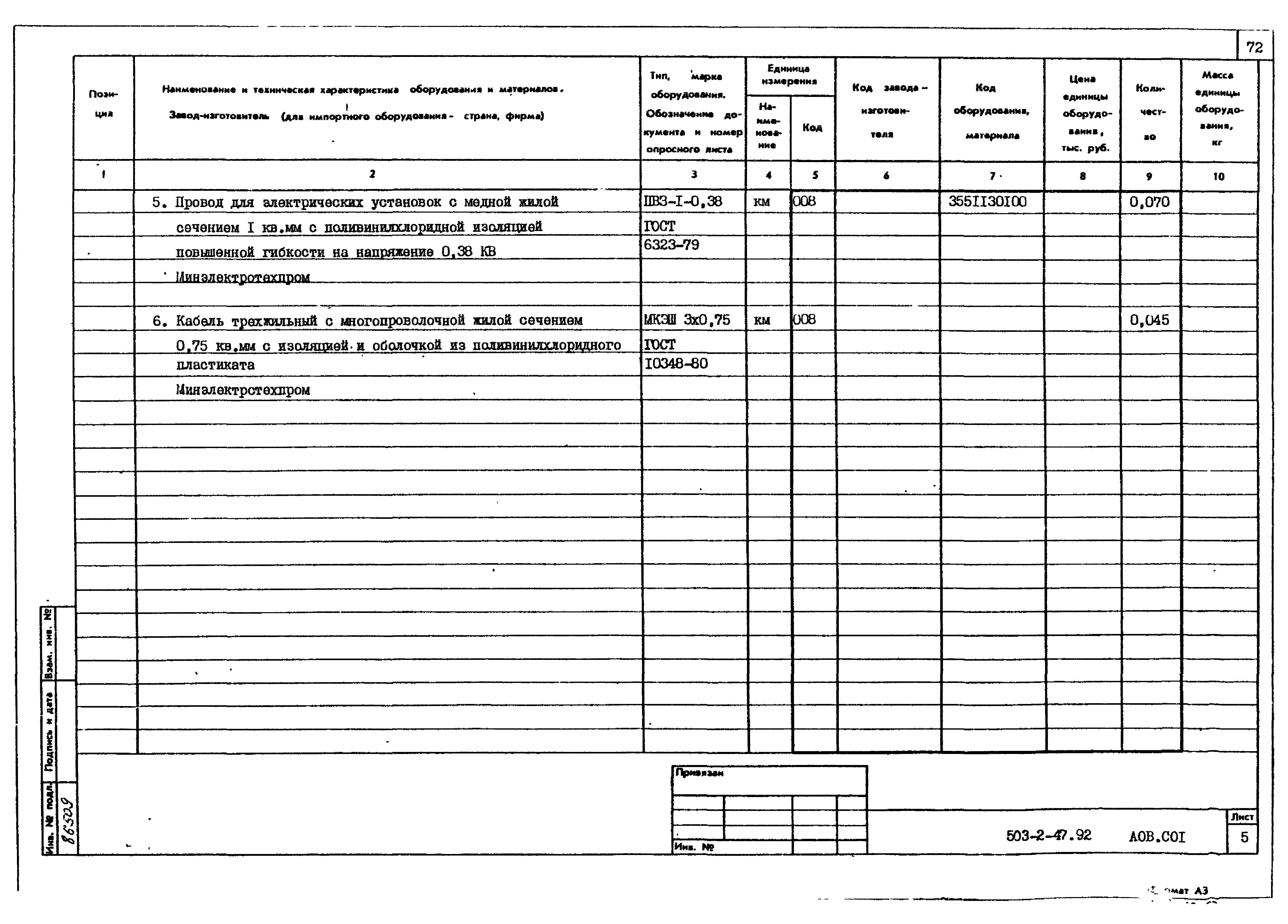 Типовой проект 503-2-47.92