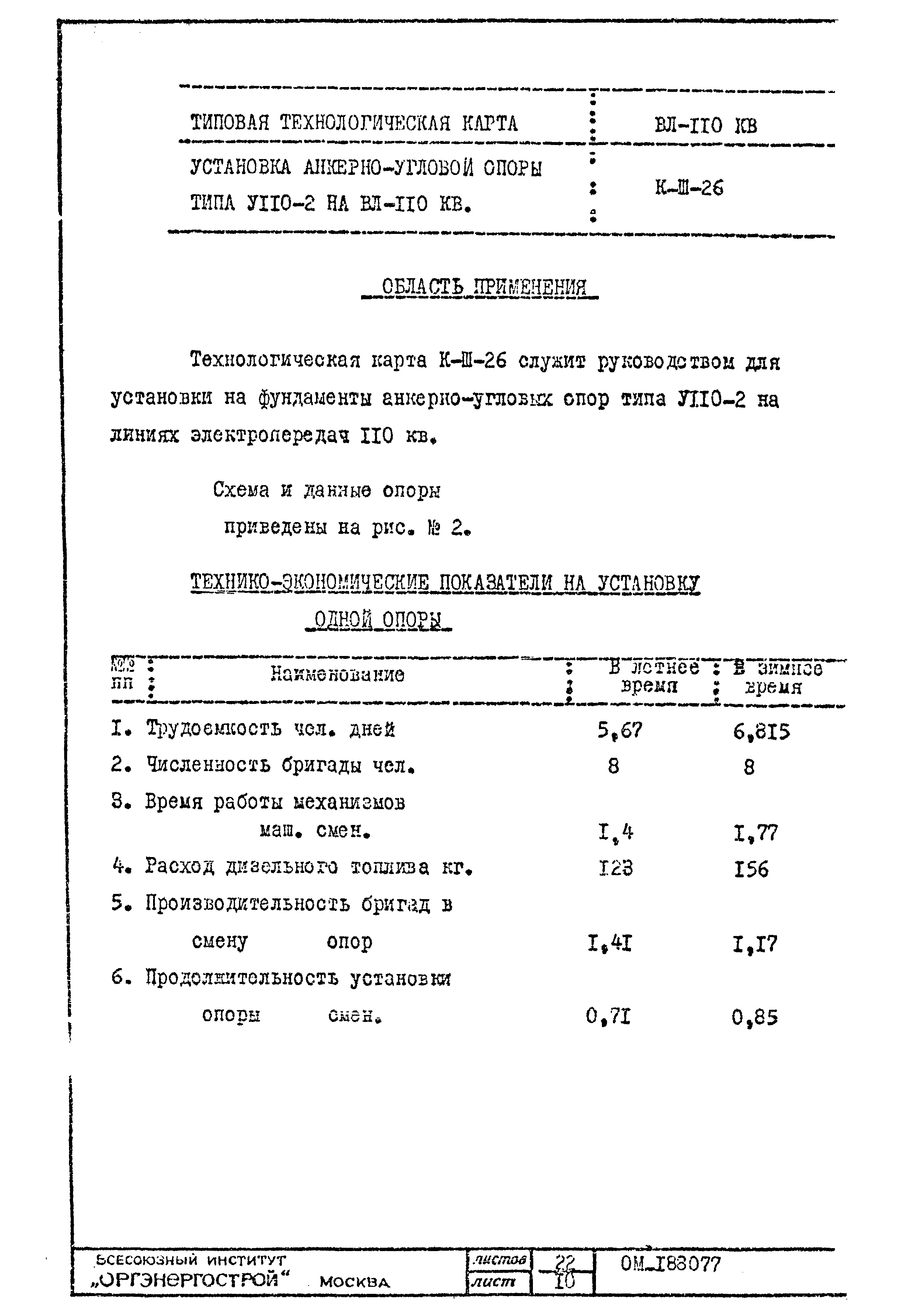 Технологическая карта К-III-26