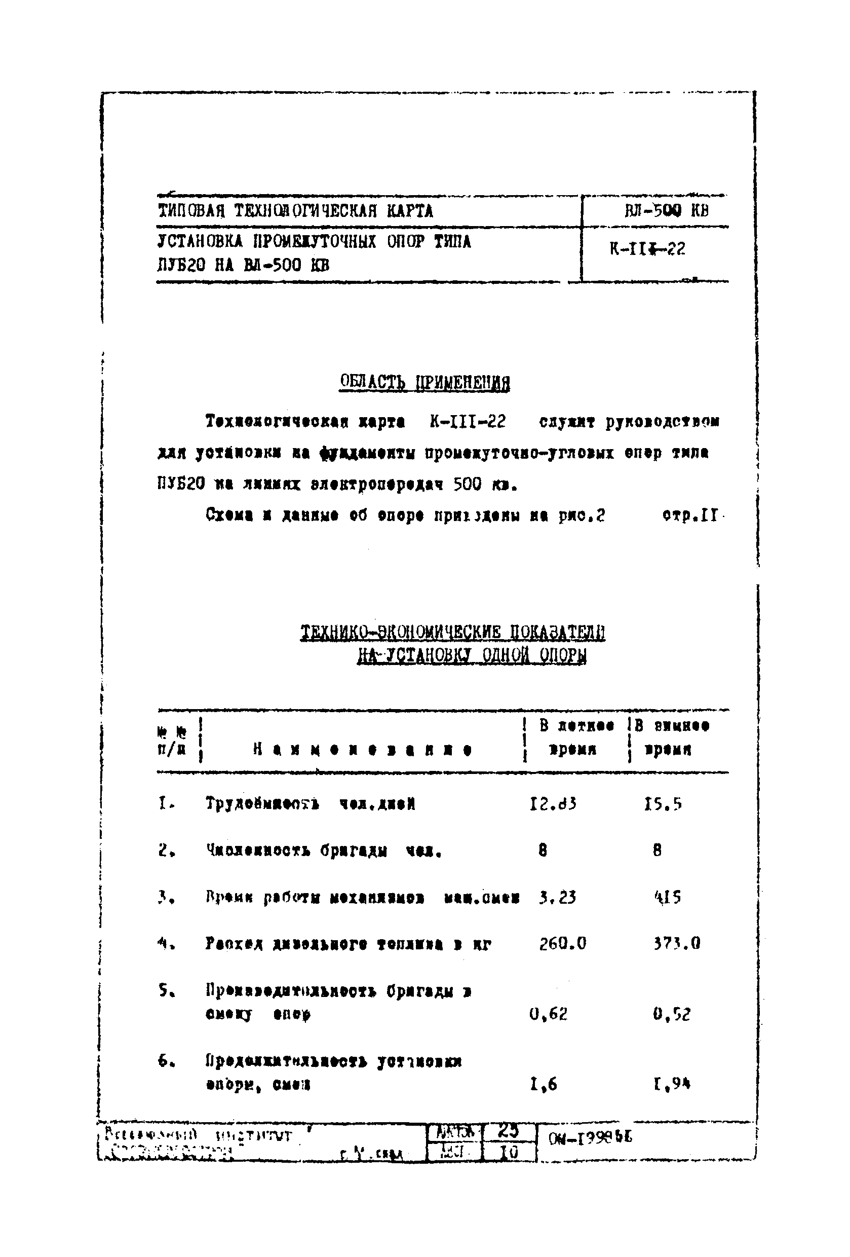 Технологическая карта К-III-22